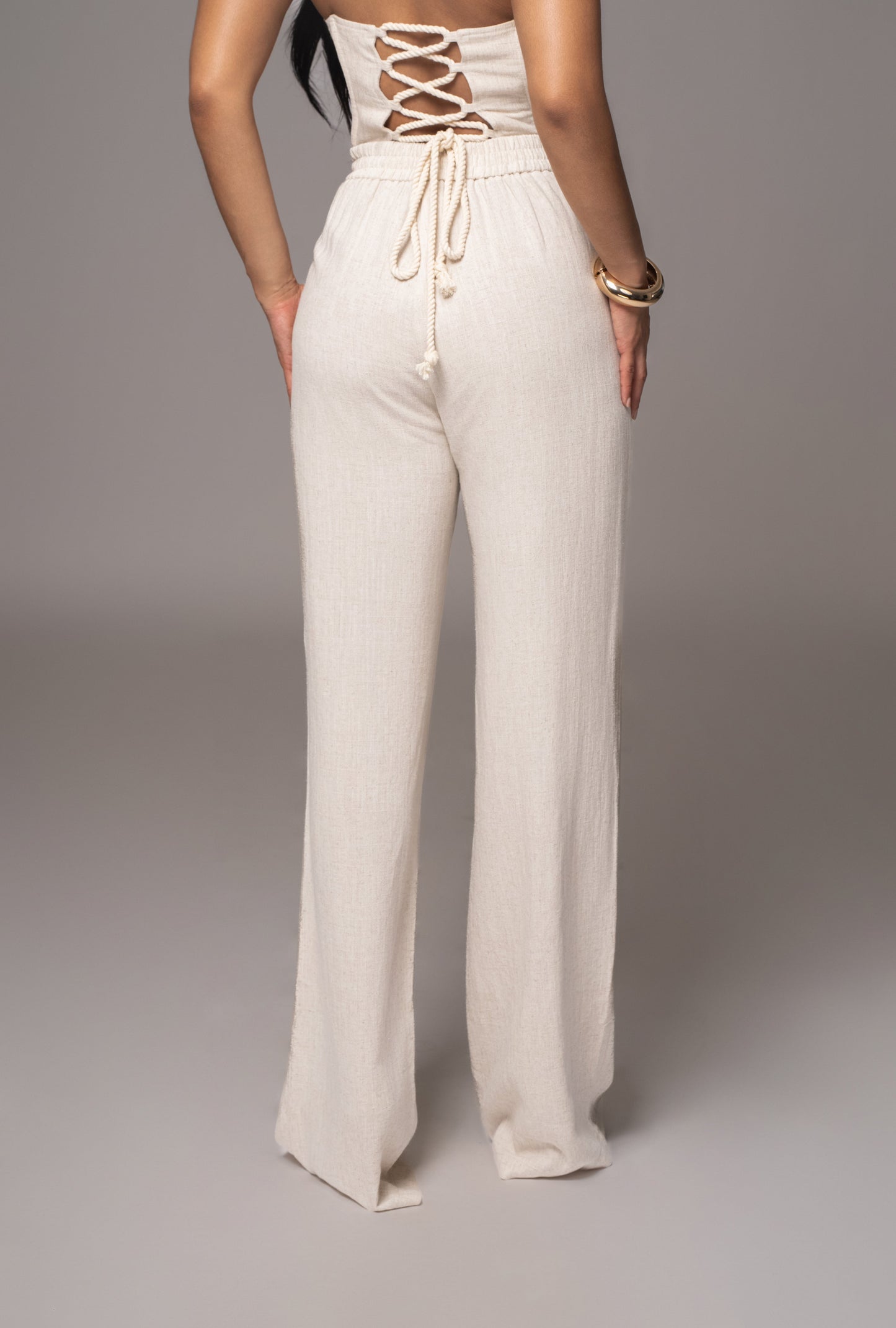 Beige Thea Linen Pants JLUXLABEL