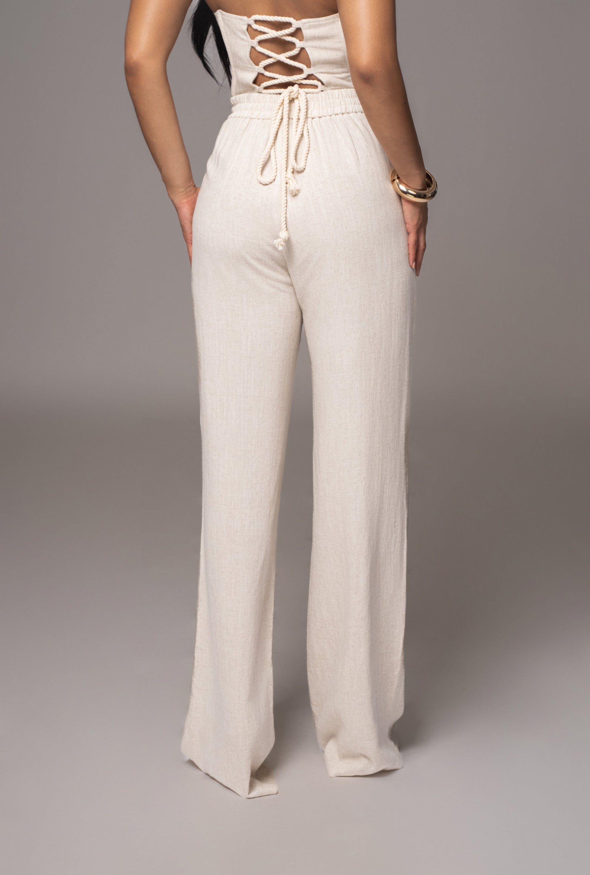 Beige Thea Linen Pants JLUXLABEL