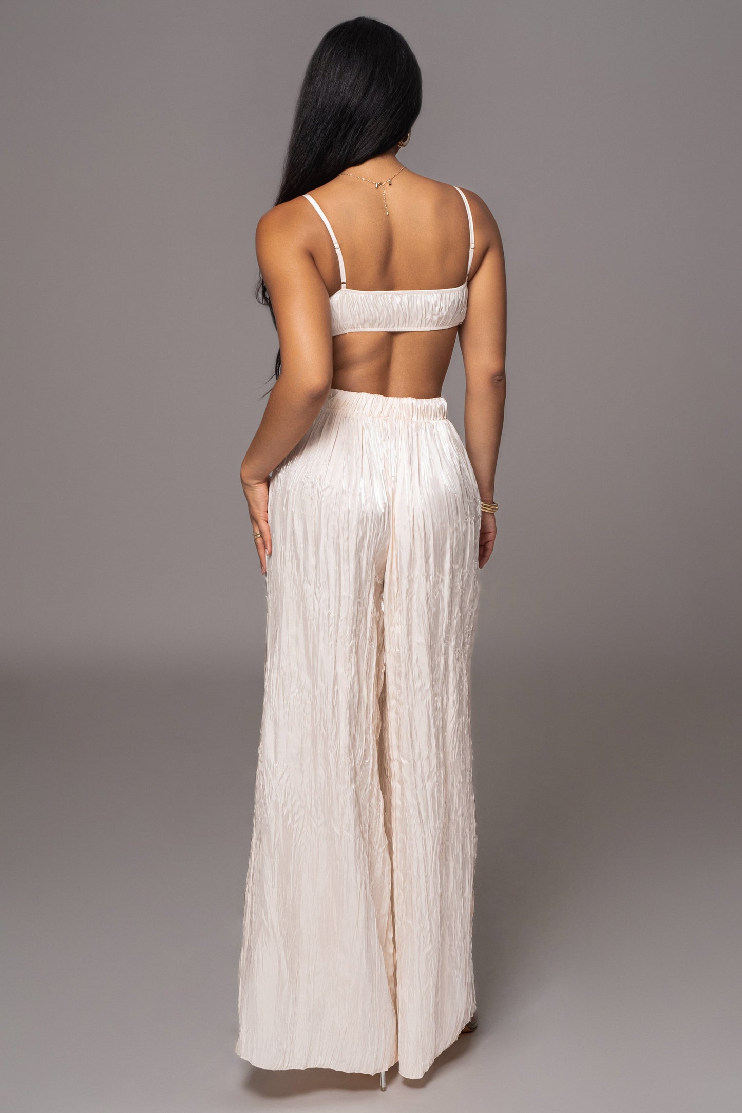 Cream Let's Get Away Satin Pant Set JLUXLABEL