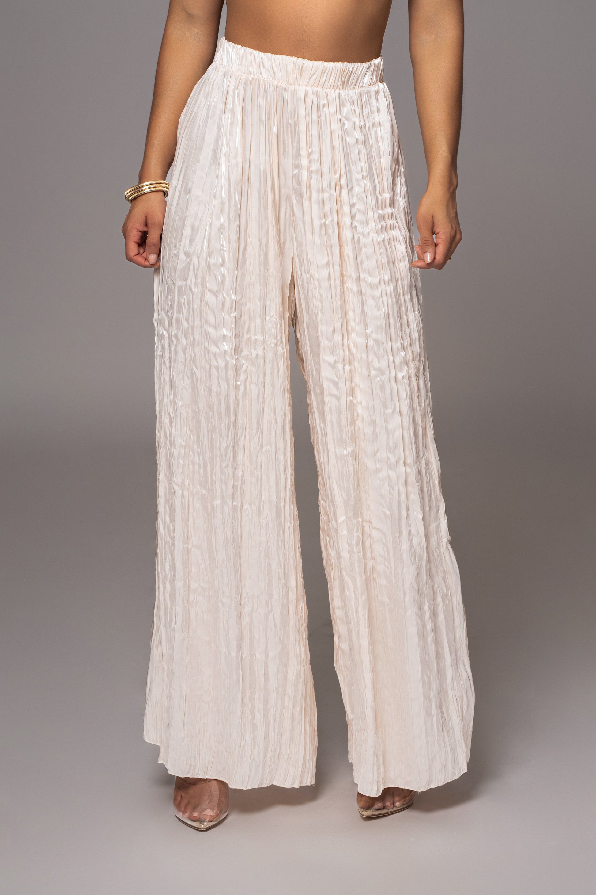 Cream Let's Get Away Satin Pant Set JLUXLABEL