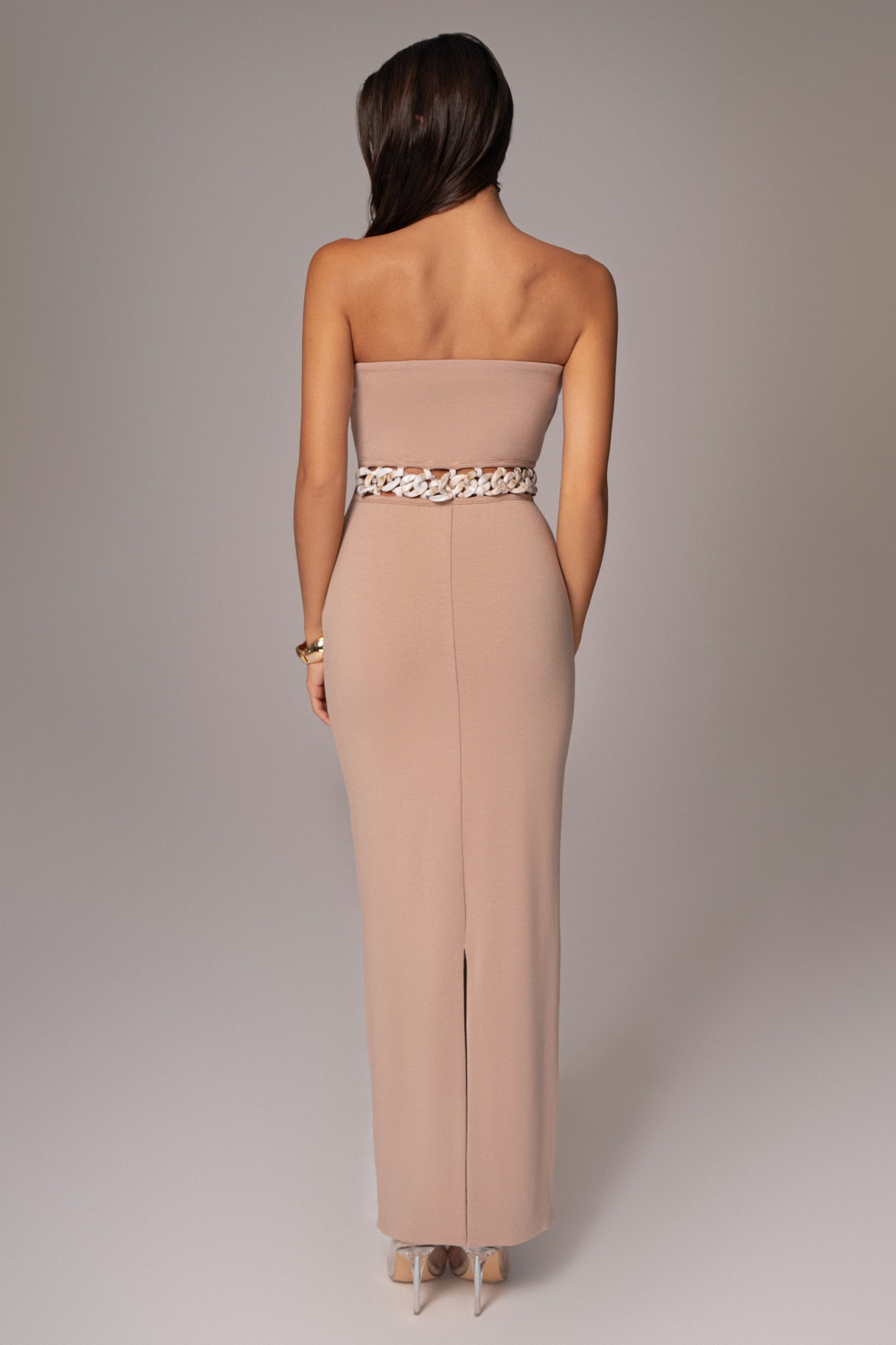 Beige Clarisse One Shoulder Dress JLUXLABEL