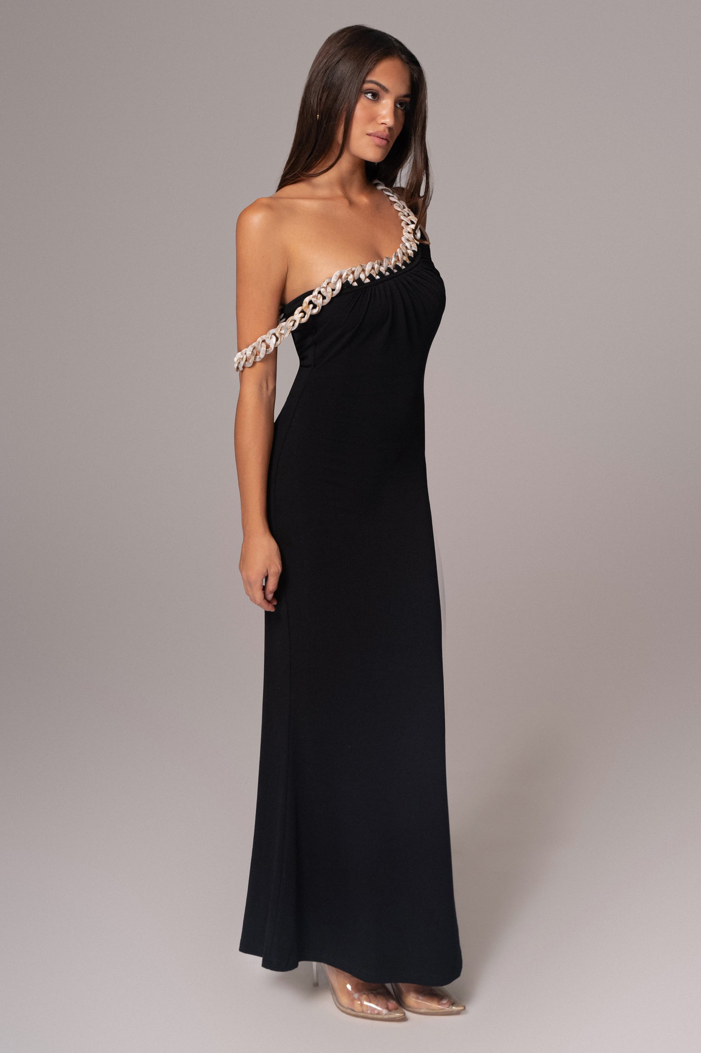 Black Monette Asymmetric Dress JLUXLABEL