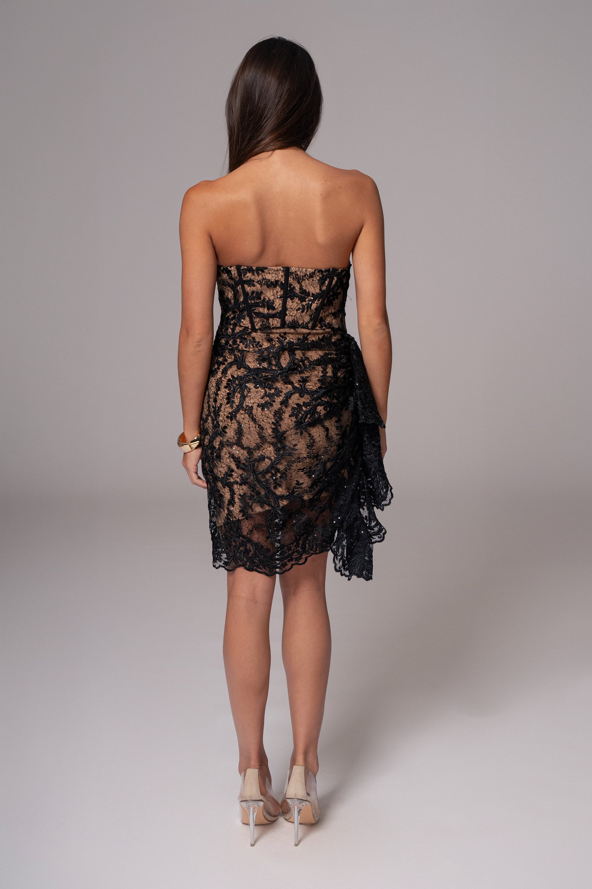 Black Marilyn Lace Mini Dress JLUXLABEL