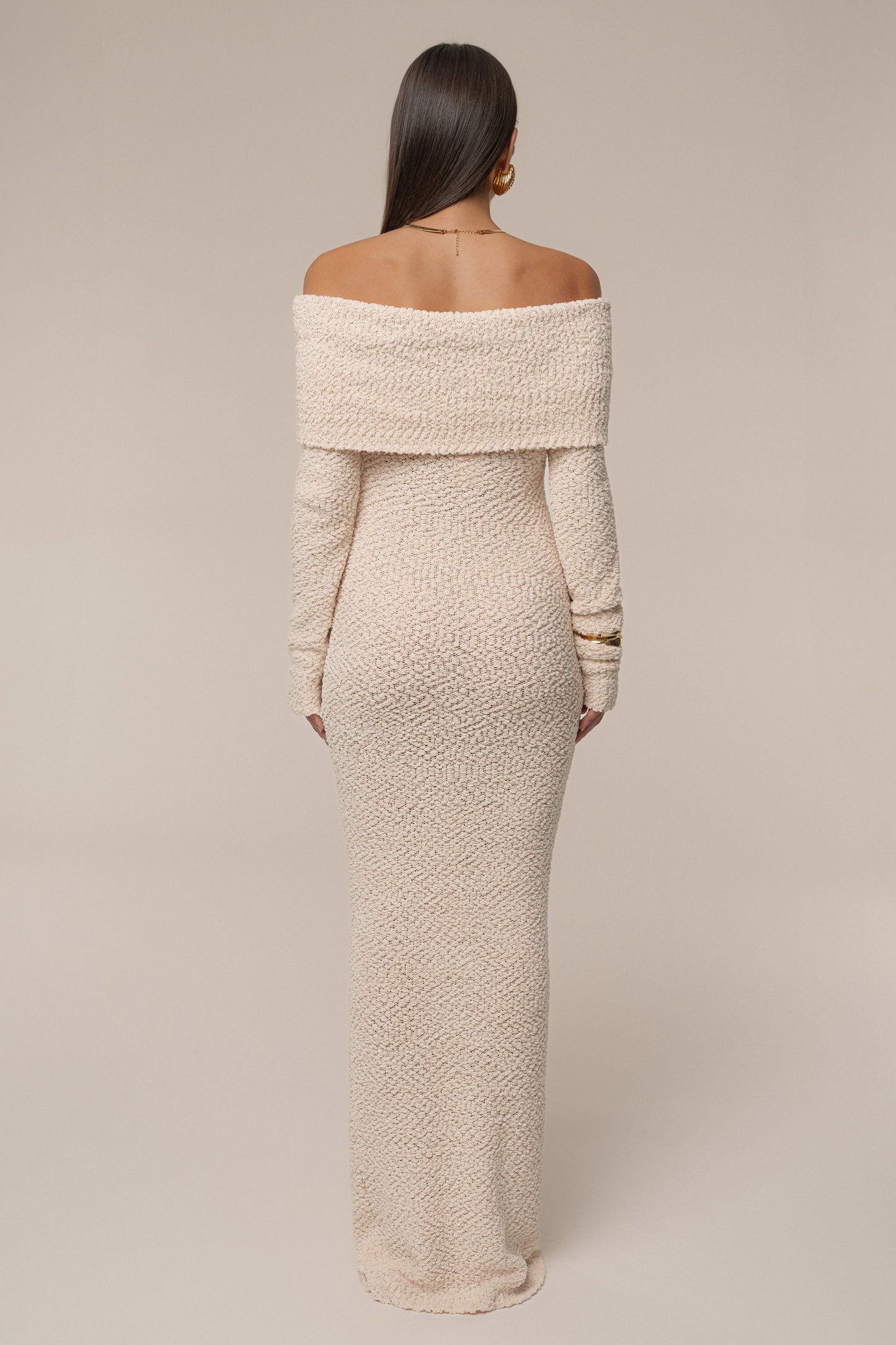 Cream Olivea Knit Maxi Dress JLUXLABEL