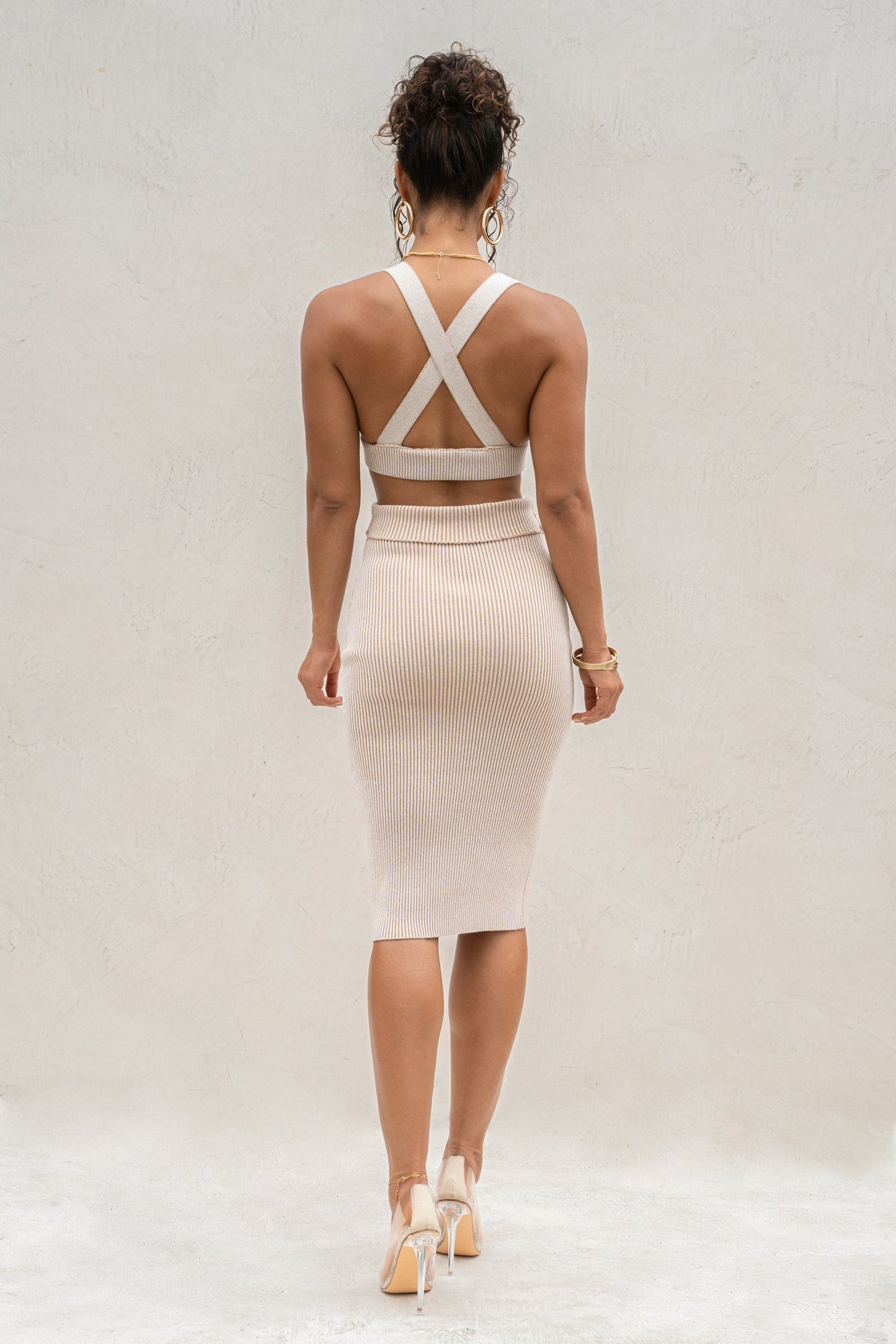 Taupe/White Jodie Ribbed Top JLUXLABEL