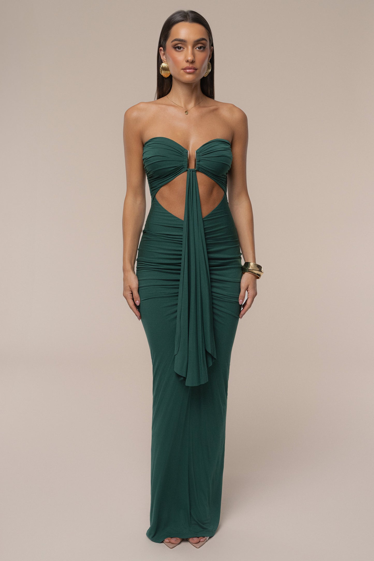 Emerald Atlantis Drape Maxi Dress JLUXLABEL