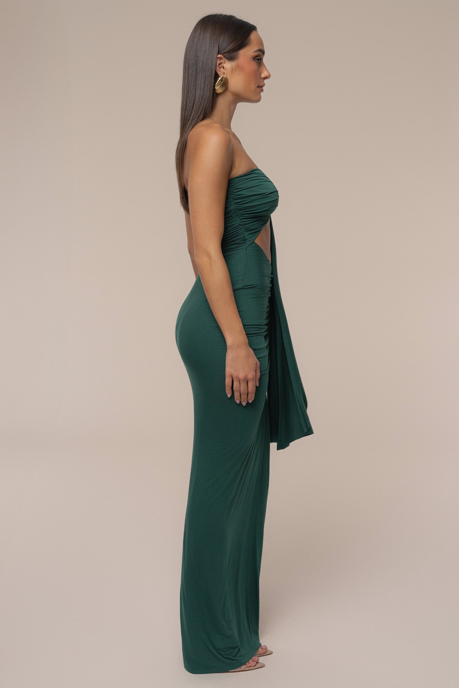 Emerald Atlantis Drape Maxi Dress JLUXLABEL