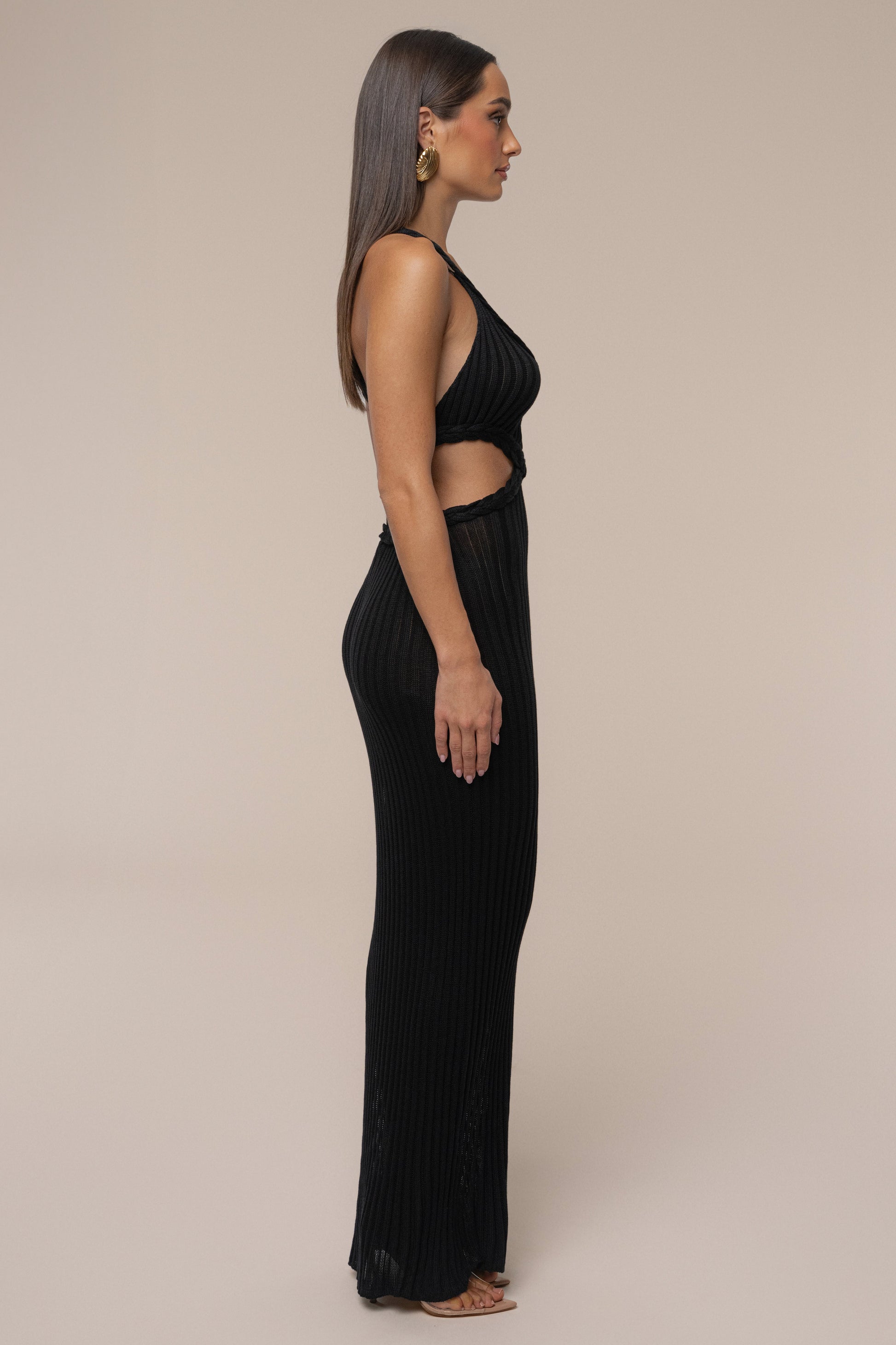 Black Drift And Dream Braided Maxi Dress JLUXLABEL