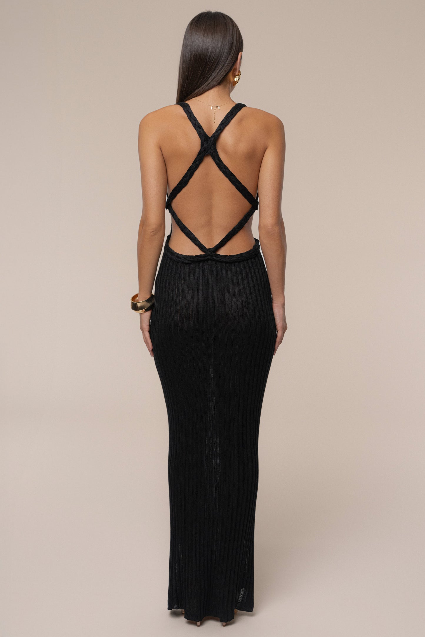 Black Drift And Dream Braided Maxi Dress JLUXLABEL