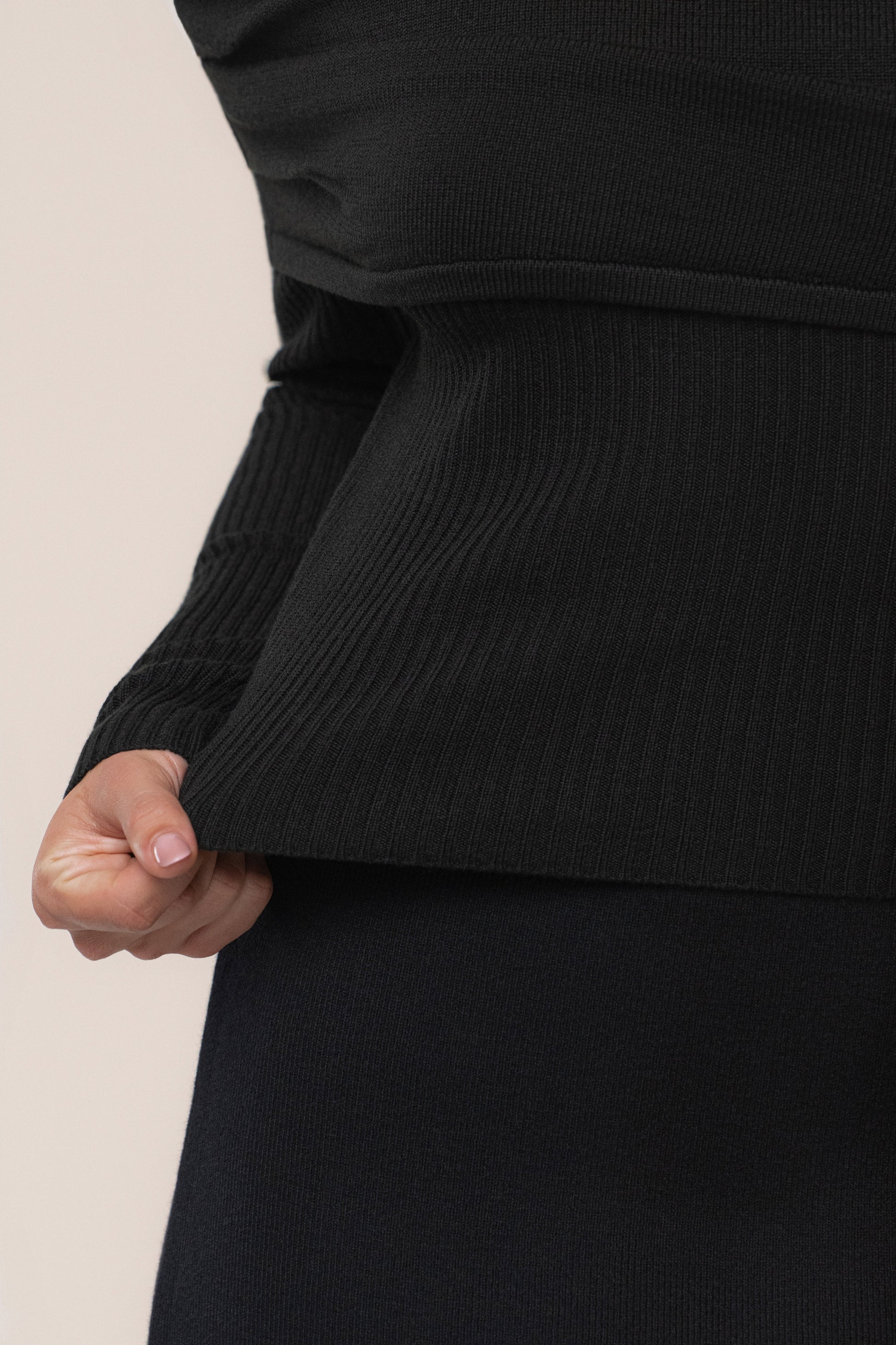 Black London Knit Maxi Skirt JLUXLABEL