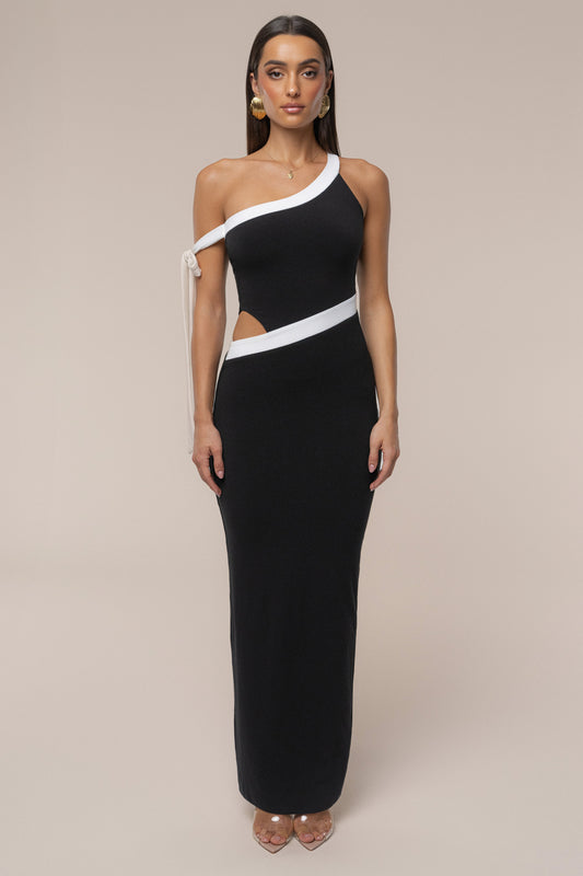 Black Jorden Contrast Maxi Dress JLUXLABEL
