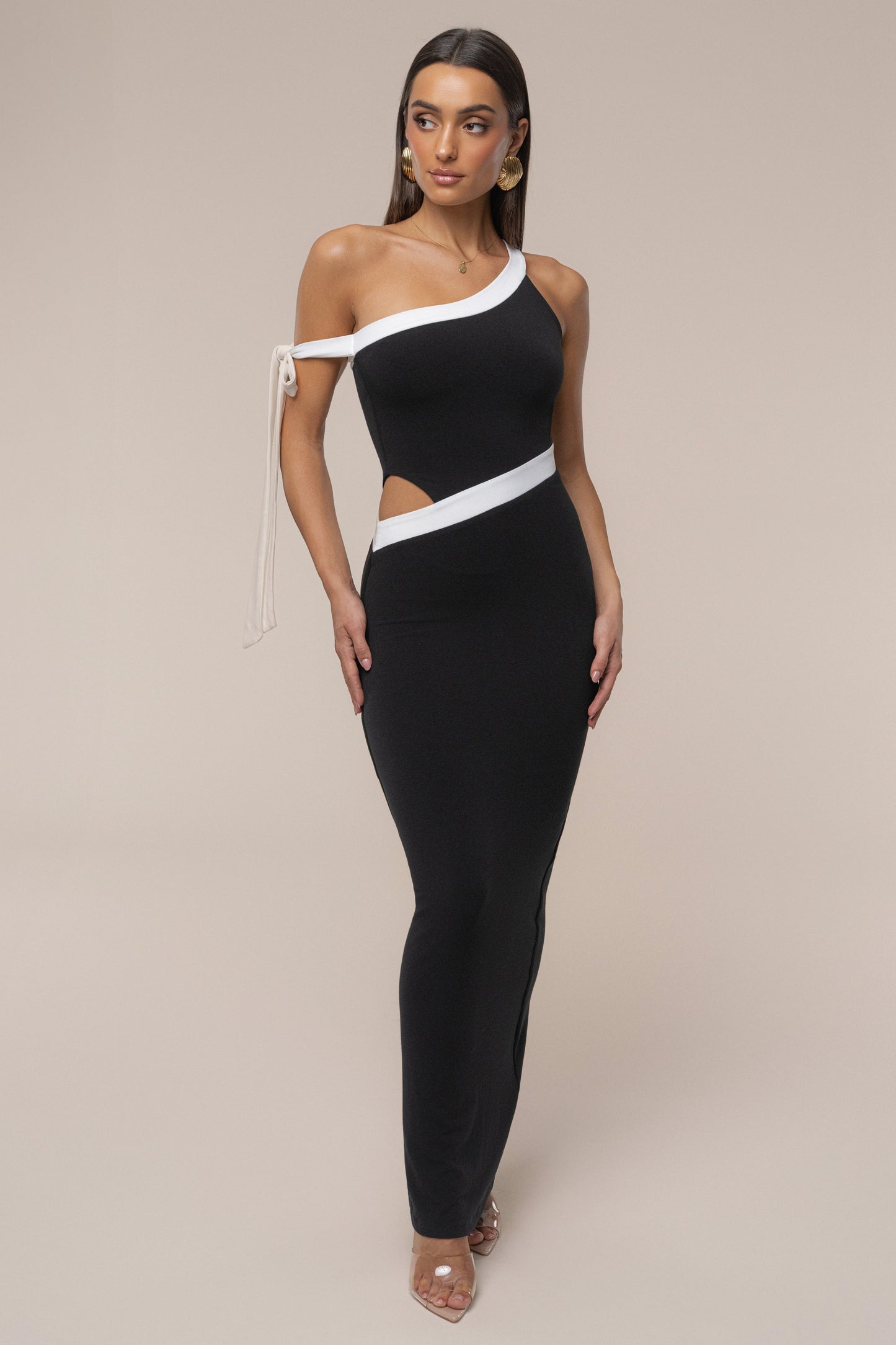 Black Jorden Contrast Maxi Dress JLUXLABEL