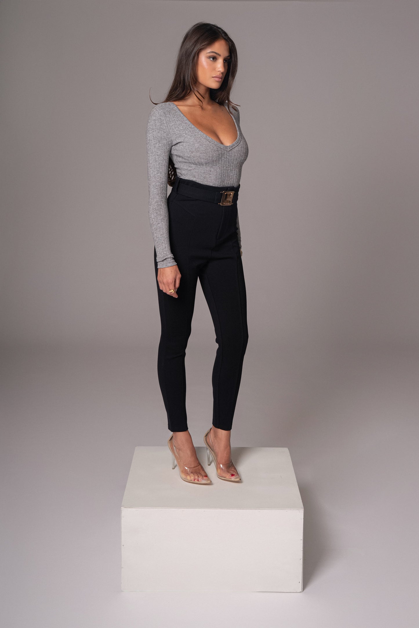 Black Golden Buckled Pants JLUXLABEL