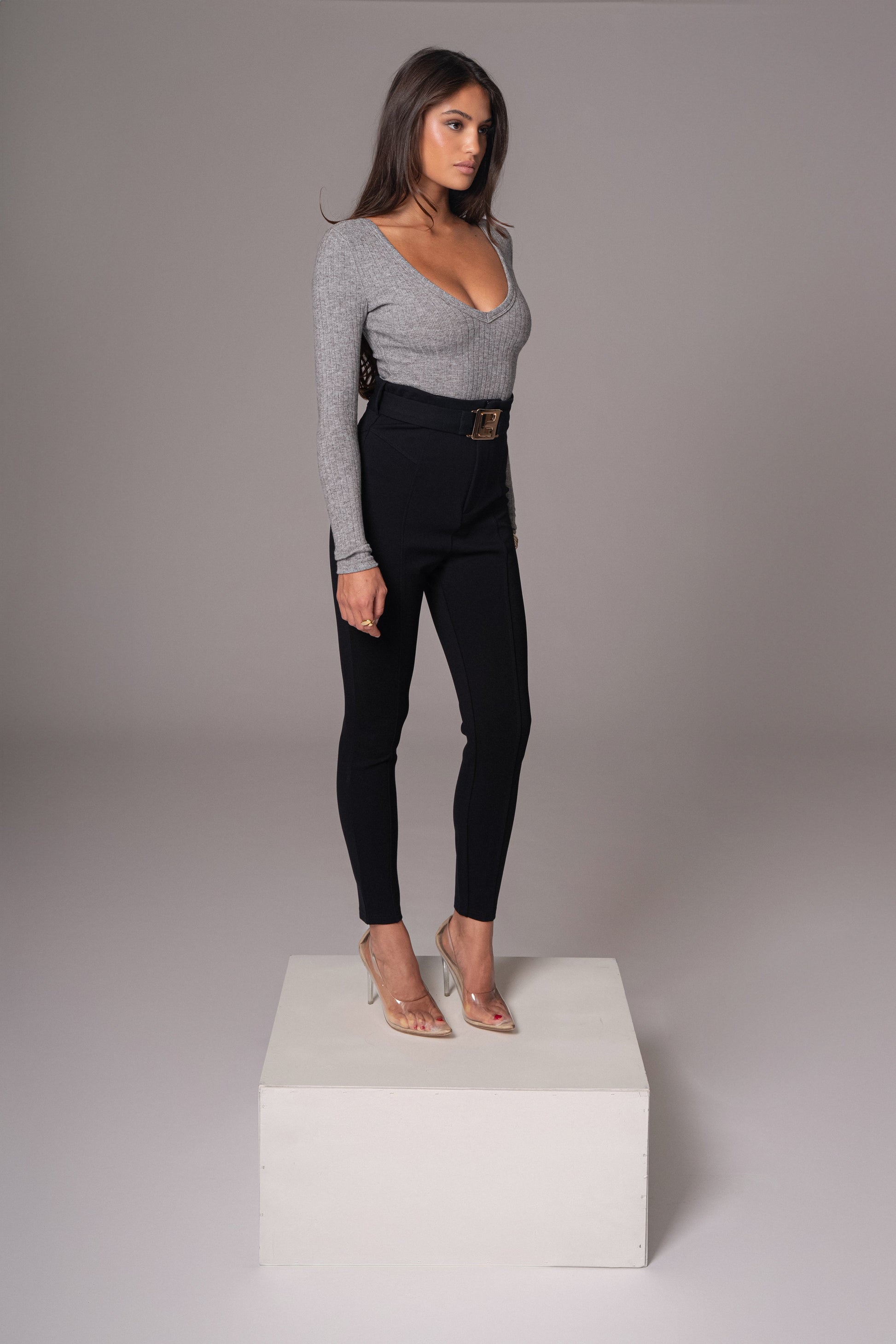 Heather Grey Pegasus Chain Bodysuit JLUXLABEL