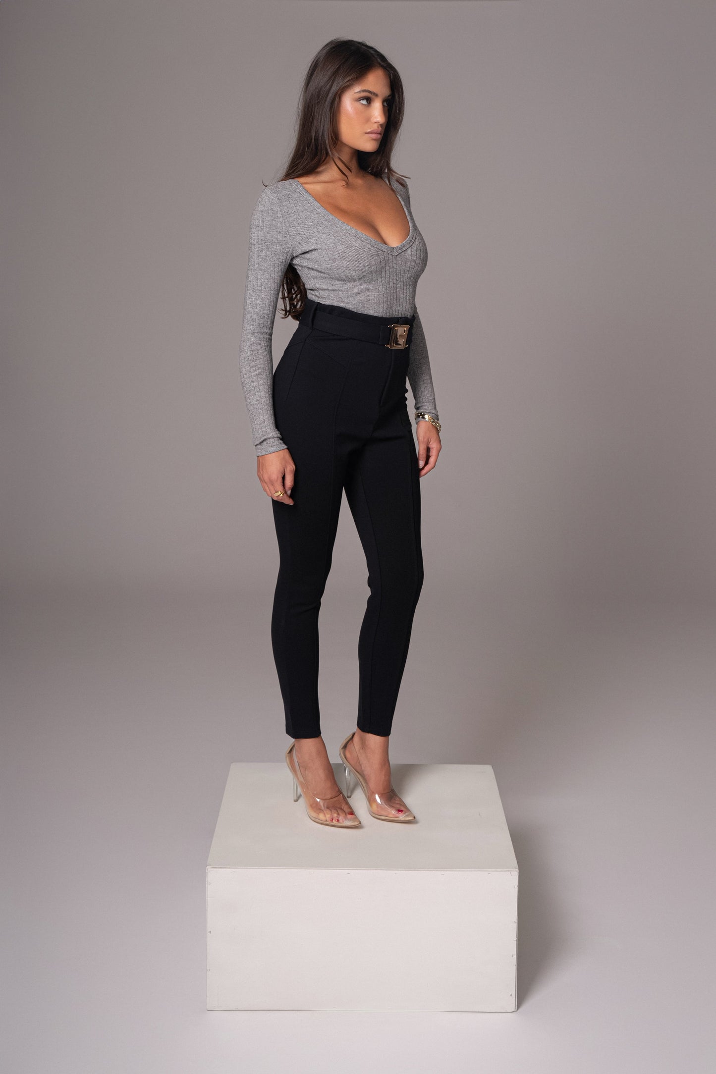 Black Golden Buckled Pants JLUXLABEL