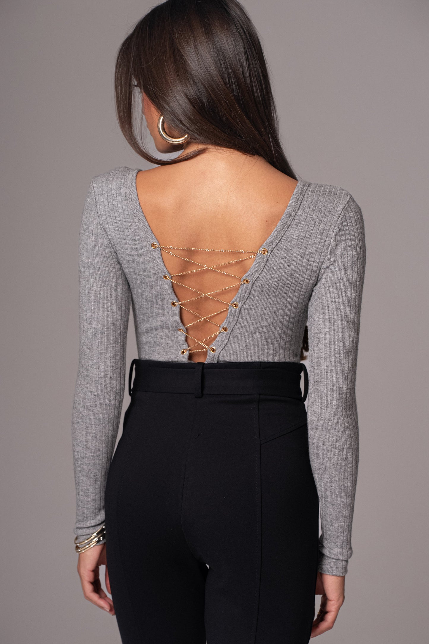 Heather Grey Pegasus Chain Bodysuit JLUXLABEL