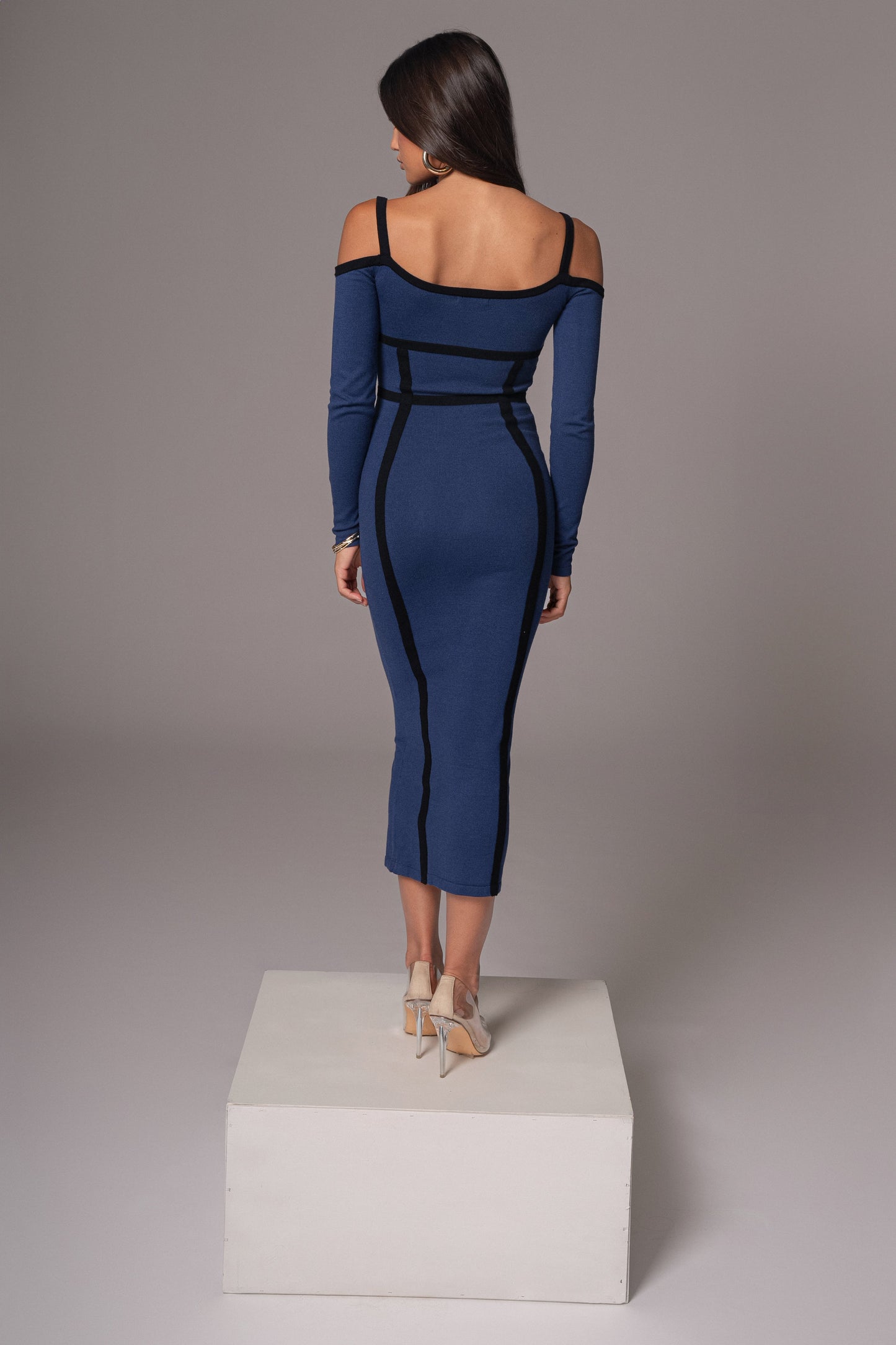 Navy  Debora Knit Midi Dress JLUXLABEL