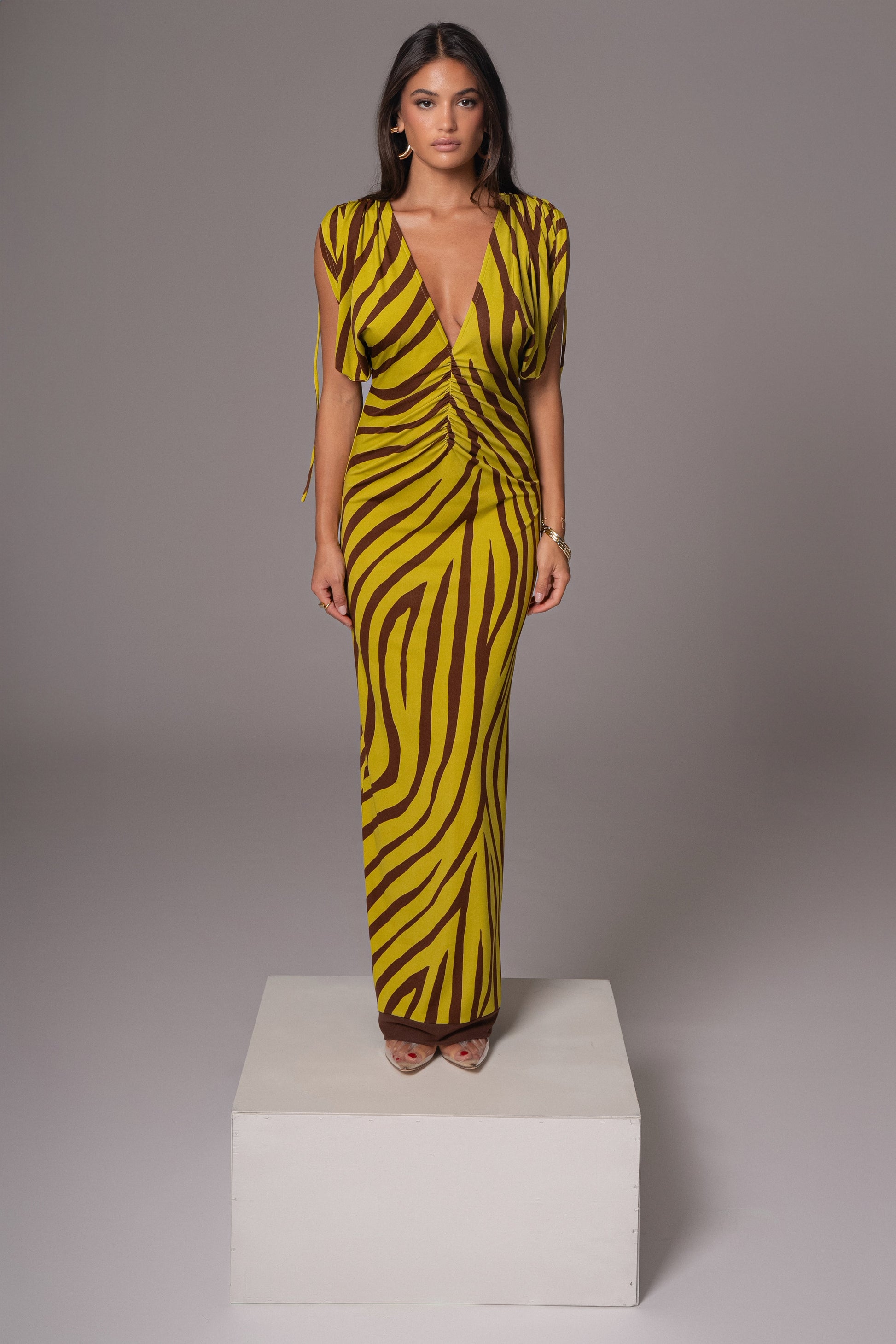 Lime Print Occasion Print Maxi Dress JLUXLABEL