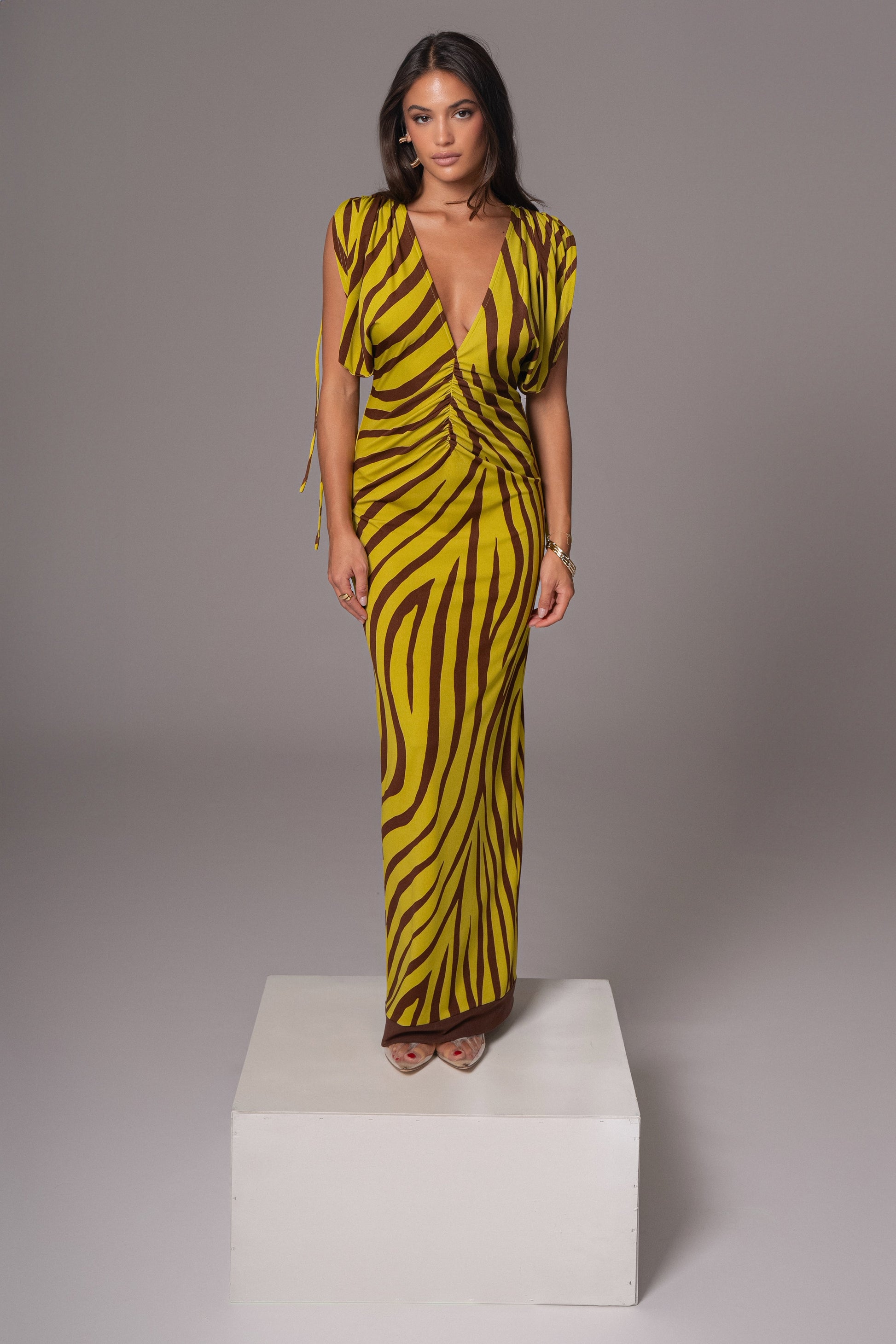Lime Print Occasion Print Maxi Dress JLUXLABEL