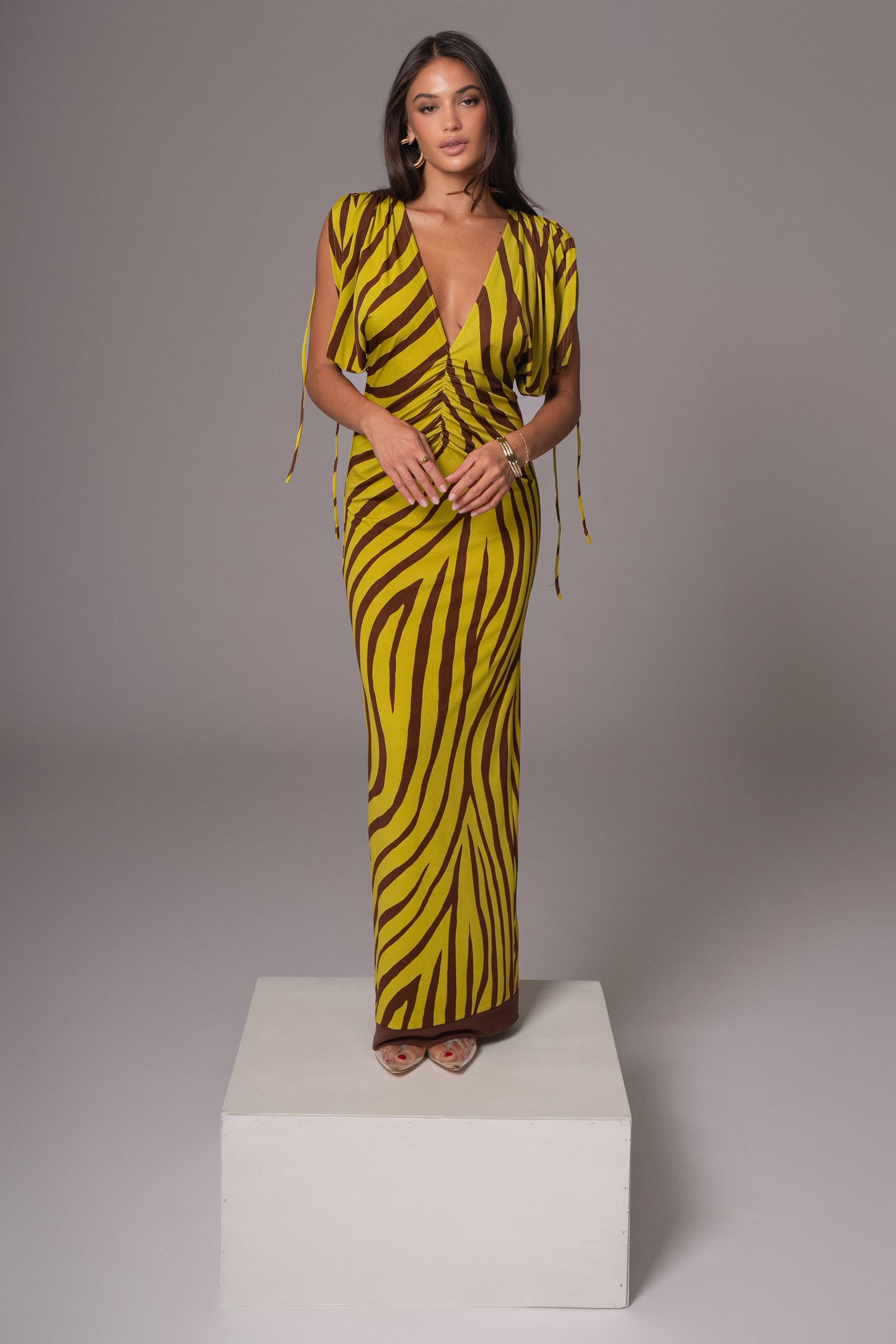 Lime Print Occasion Print Maxi Dress JLUXLABEL