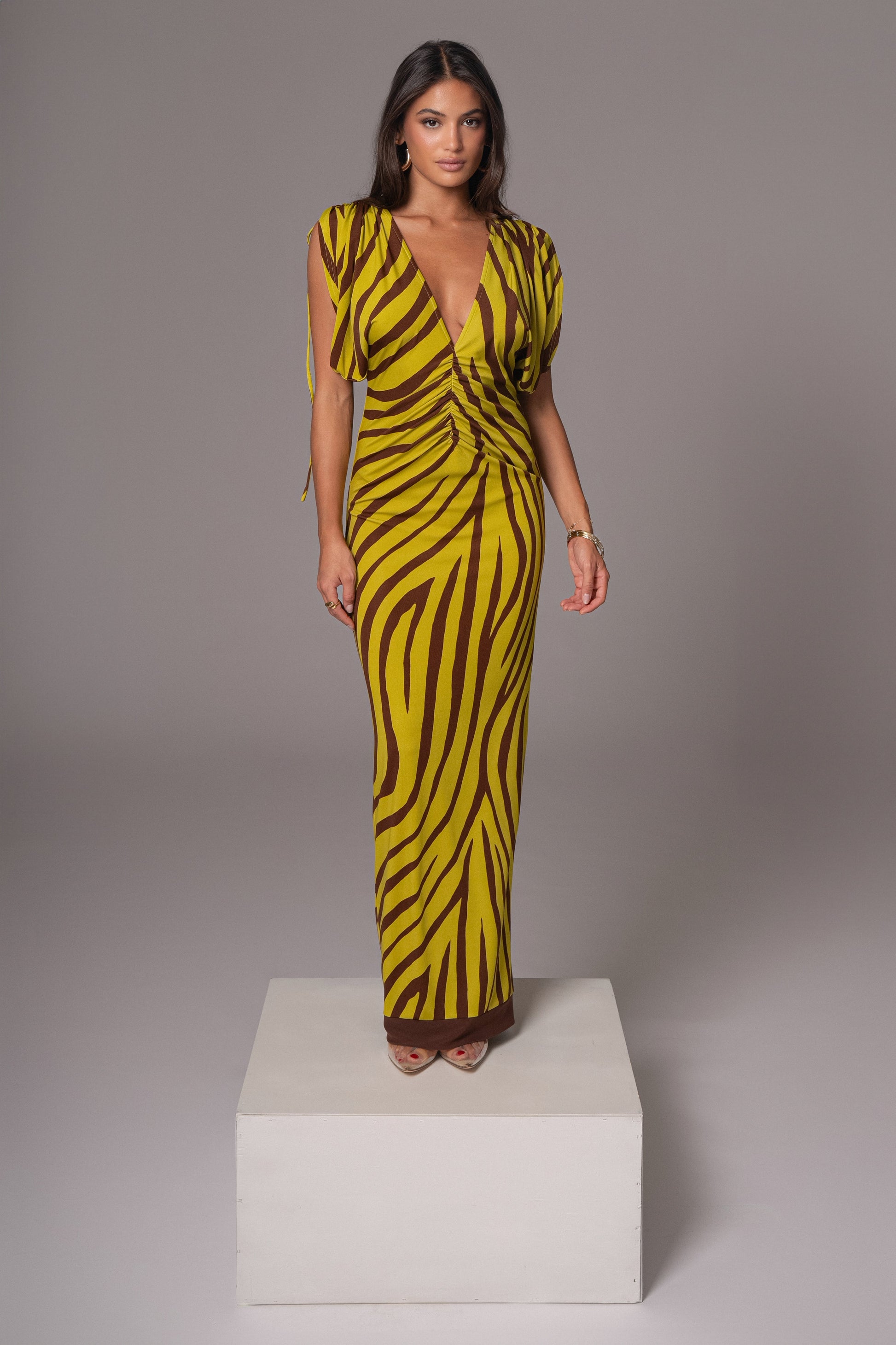 Lime Print Occasion Print Maxi Dress JLUXLABEL