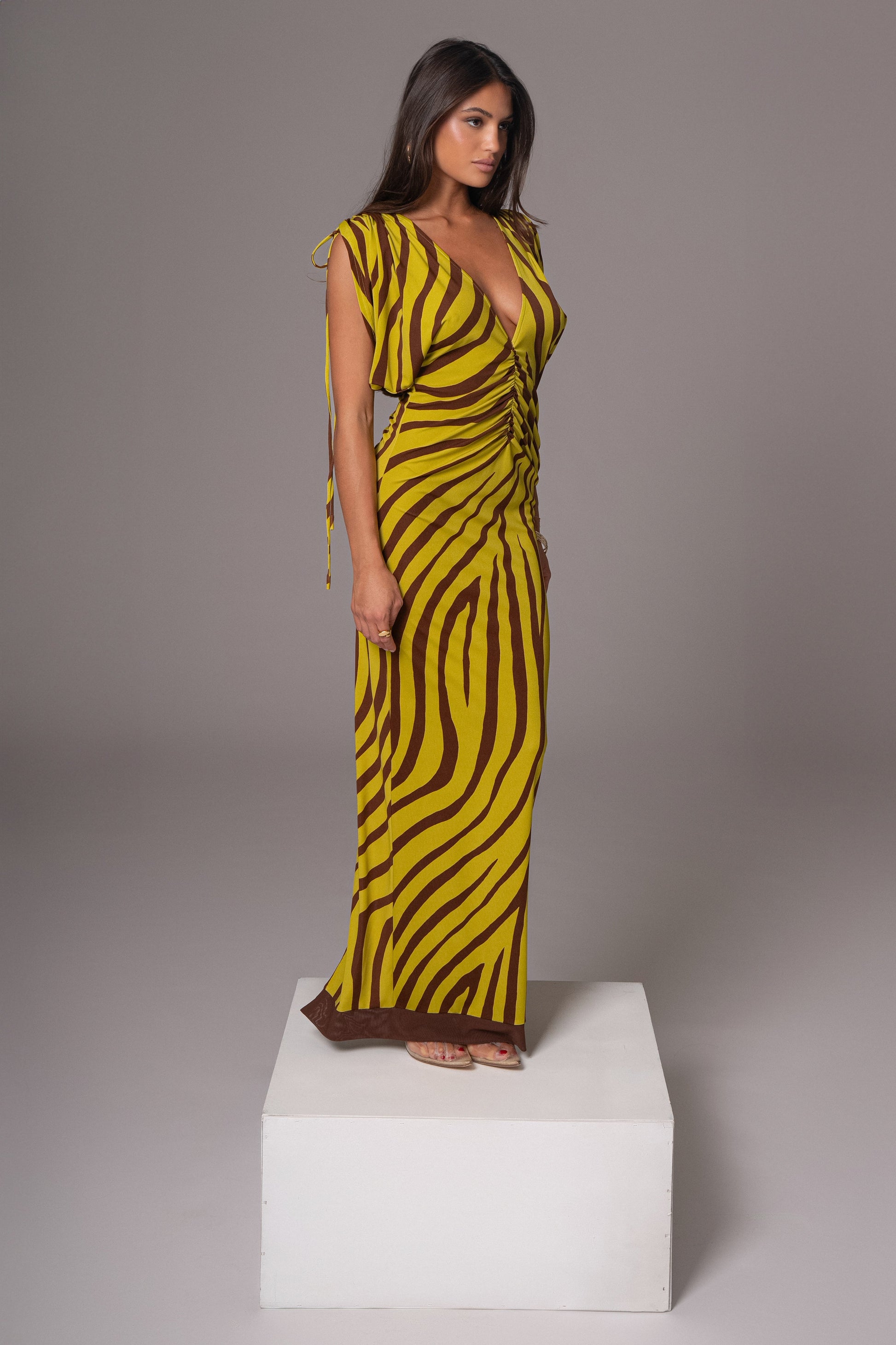 Lime Print Occasion Print Maxi Dress JLUXLABEL