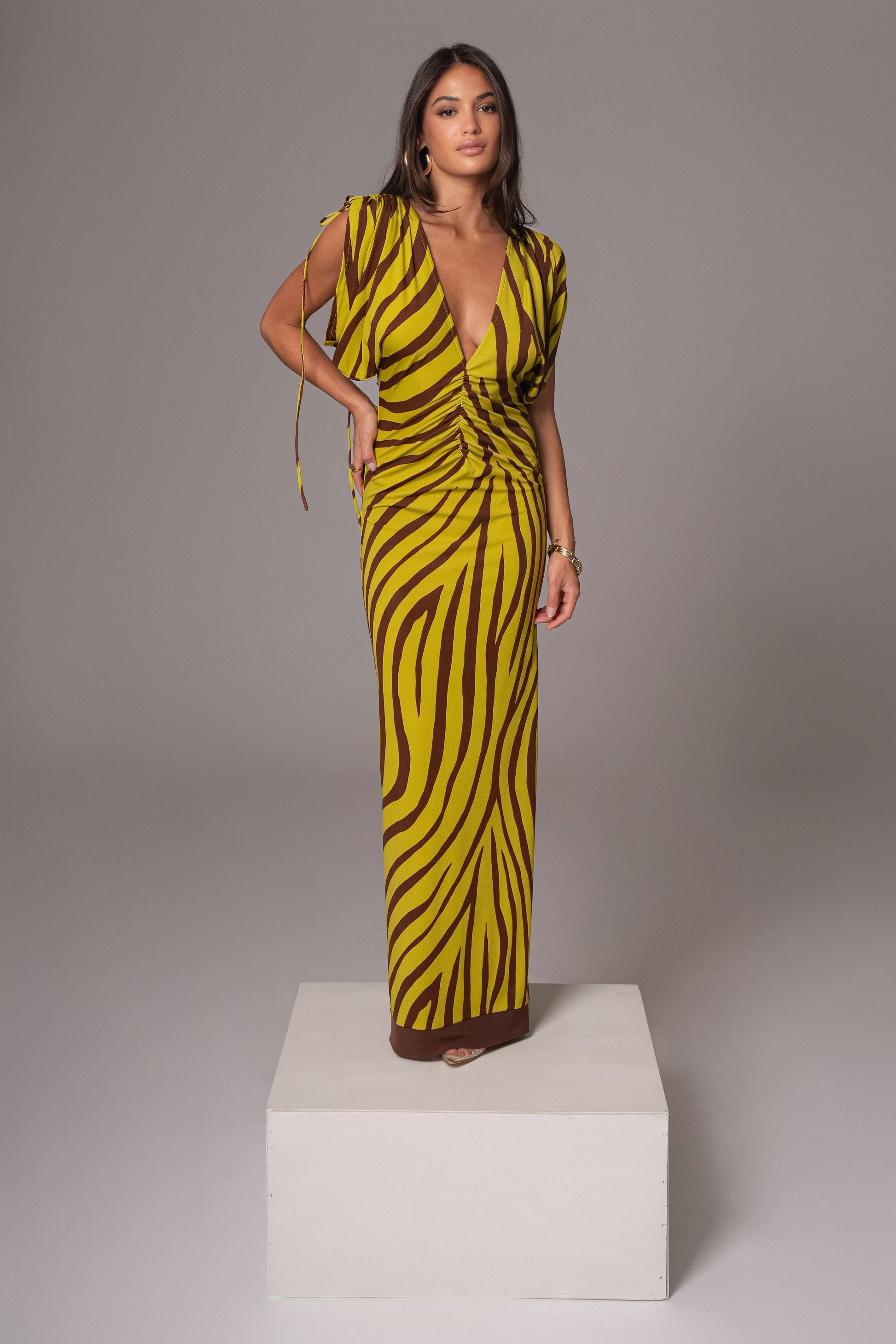 Lime Print Occasion Print Maxi Dress JLUXLABEL