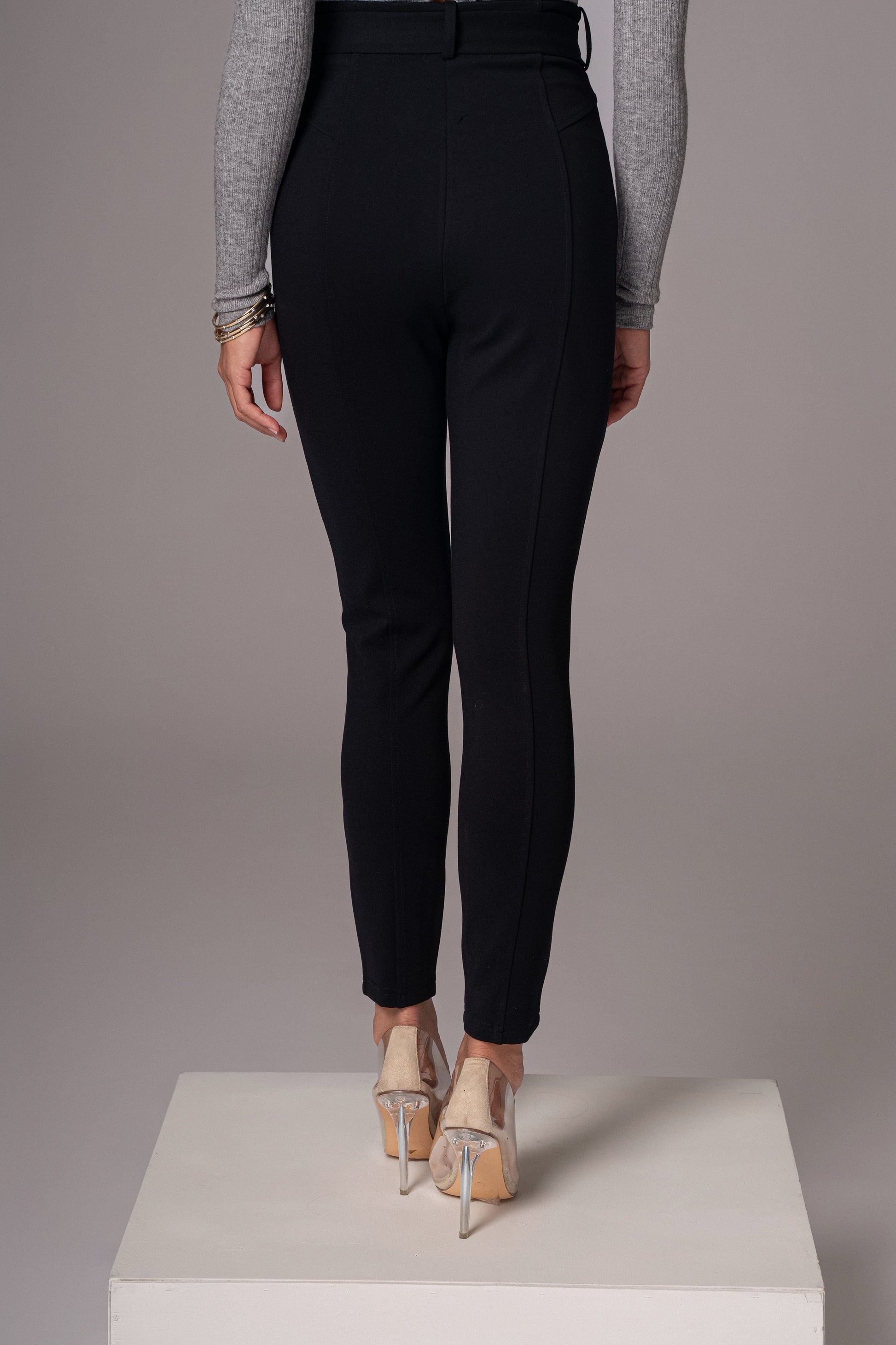 Black Golden Buckled Pants JLUXLABEL