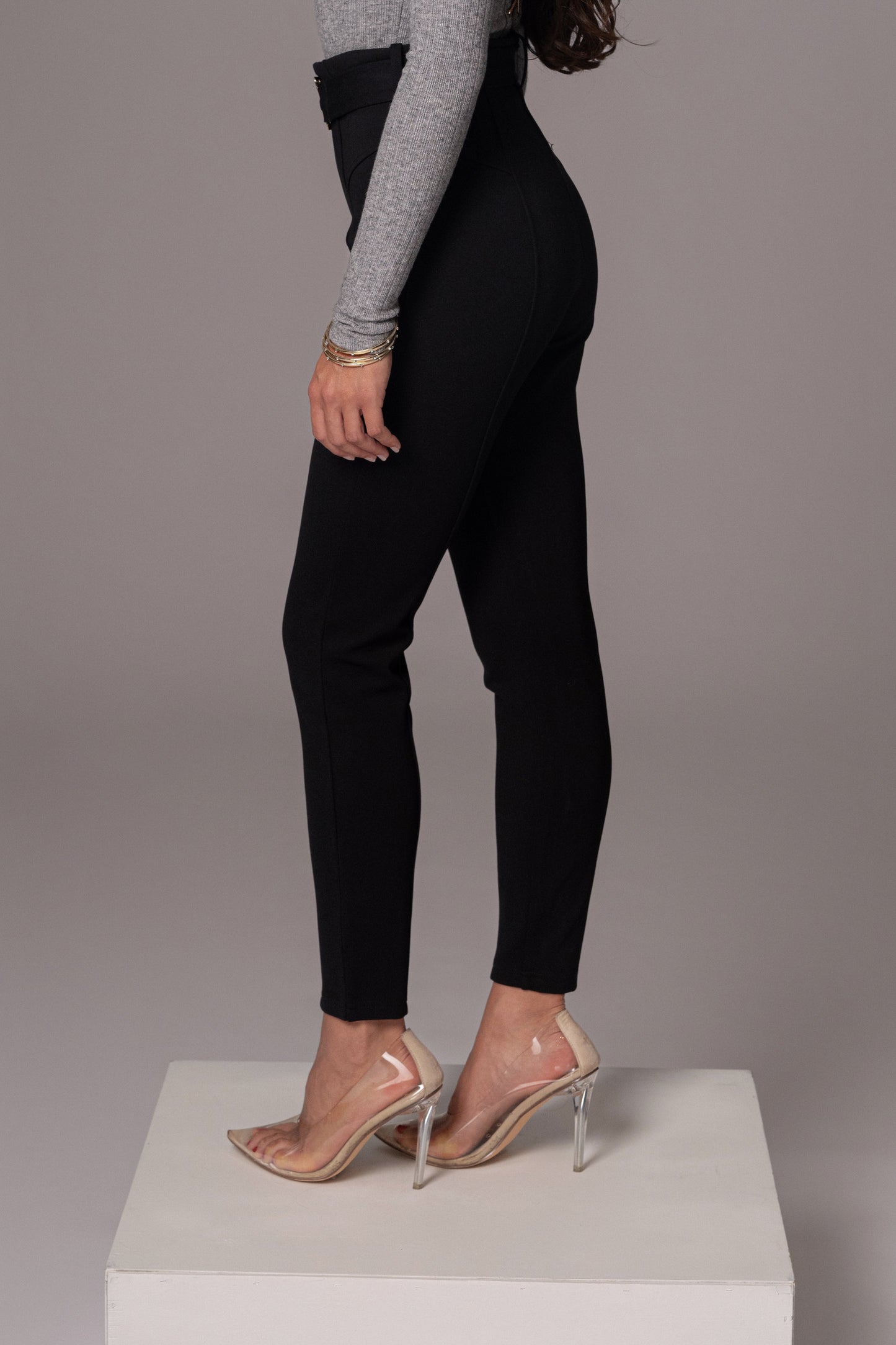 Black Golden Buckled Pants JLUXLABEL