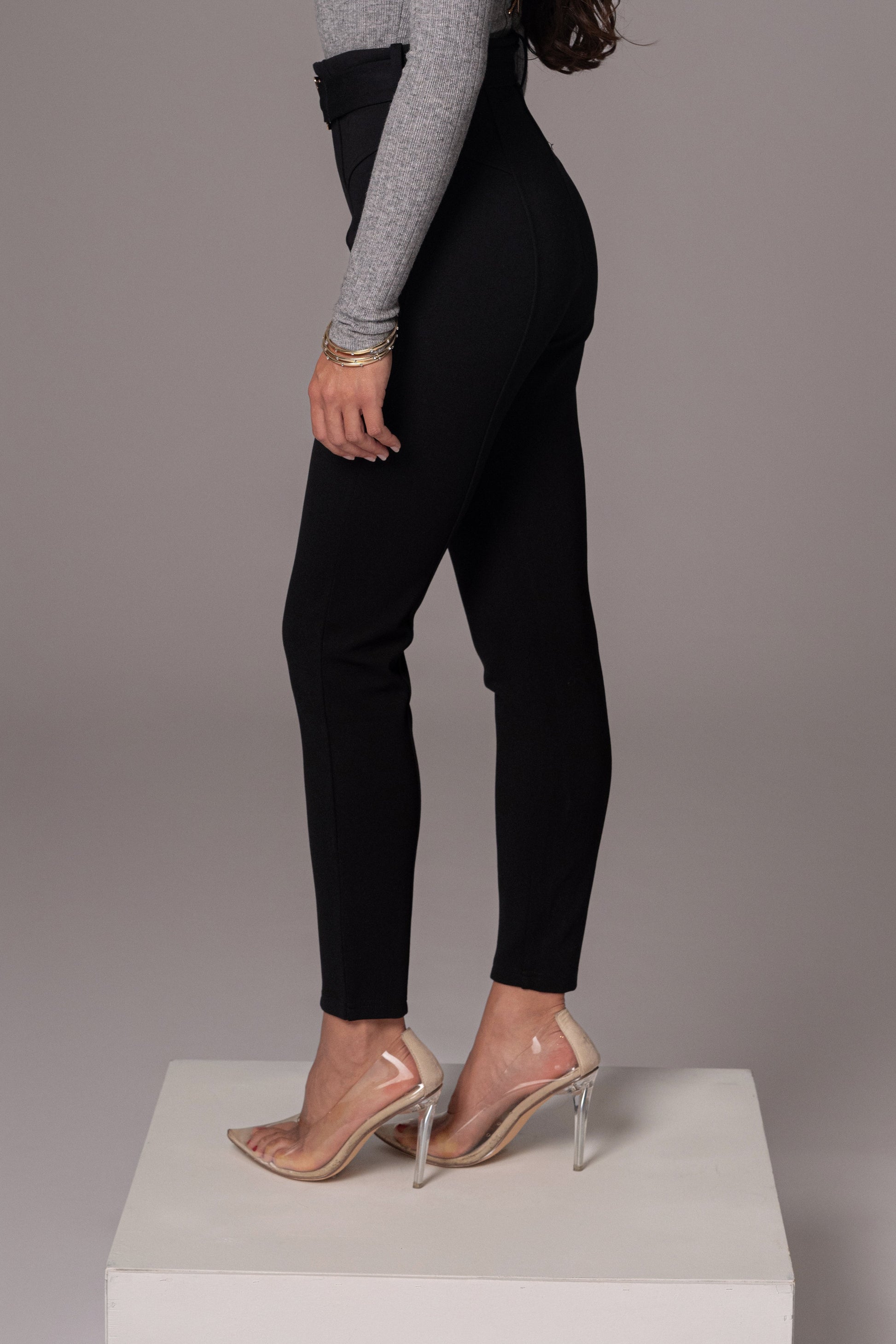 Black Golden Buckled Pants JLUXLABEL