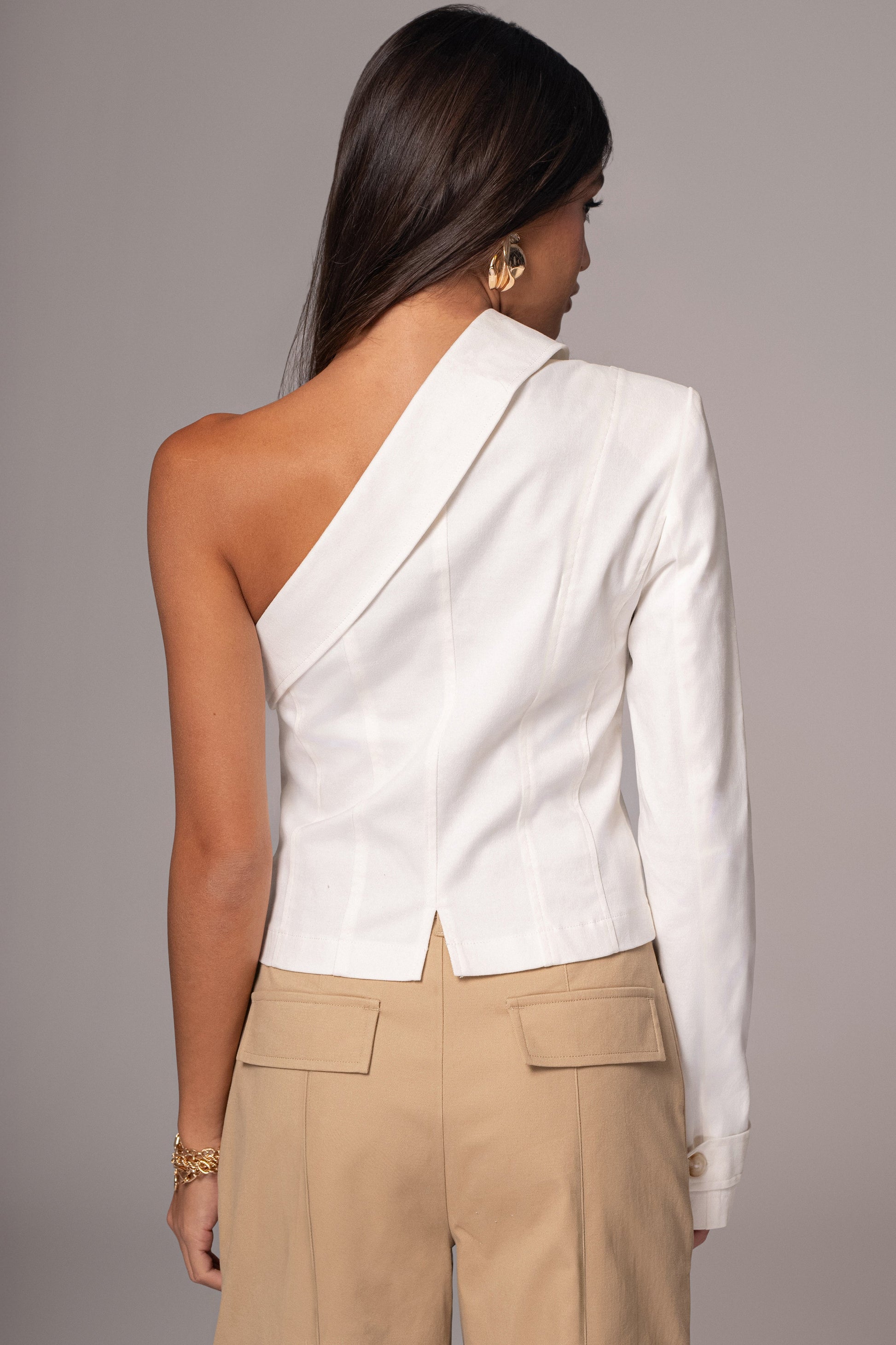 Ivory Amal One Shoulder Top JLUXLABEL