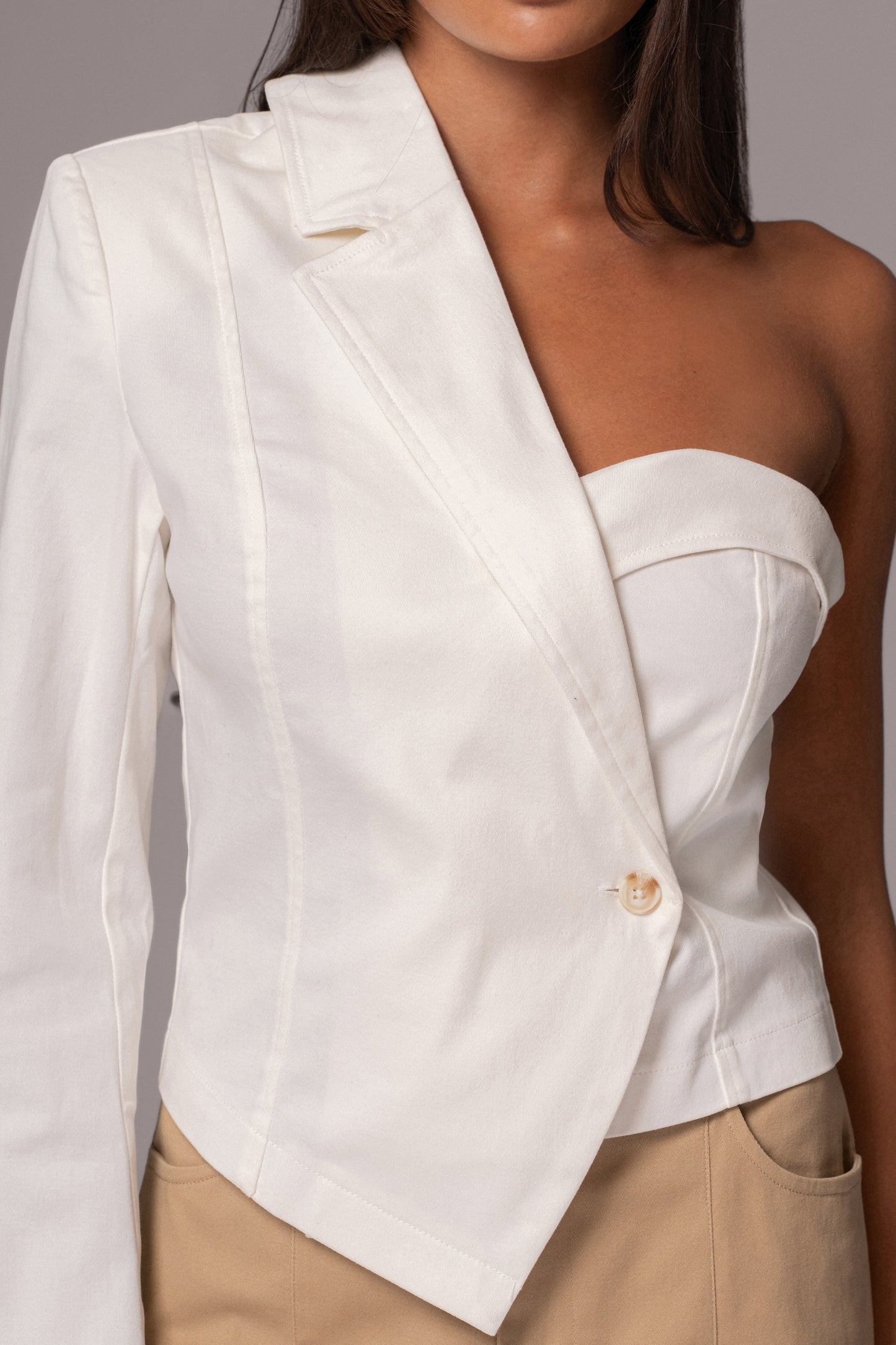 Ivory Amal One Shoulder Top JLUXLABEL