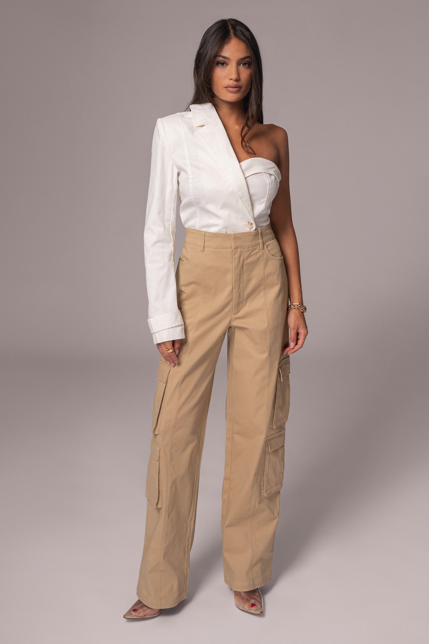 Ivory Amal One Shoulder Top JLUXLABEL