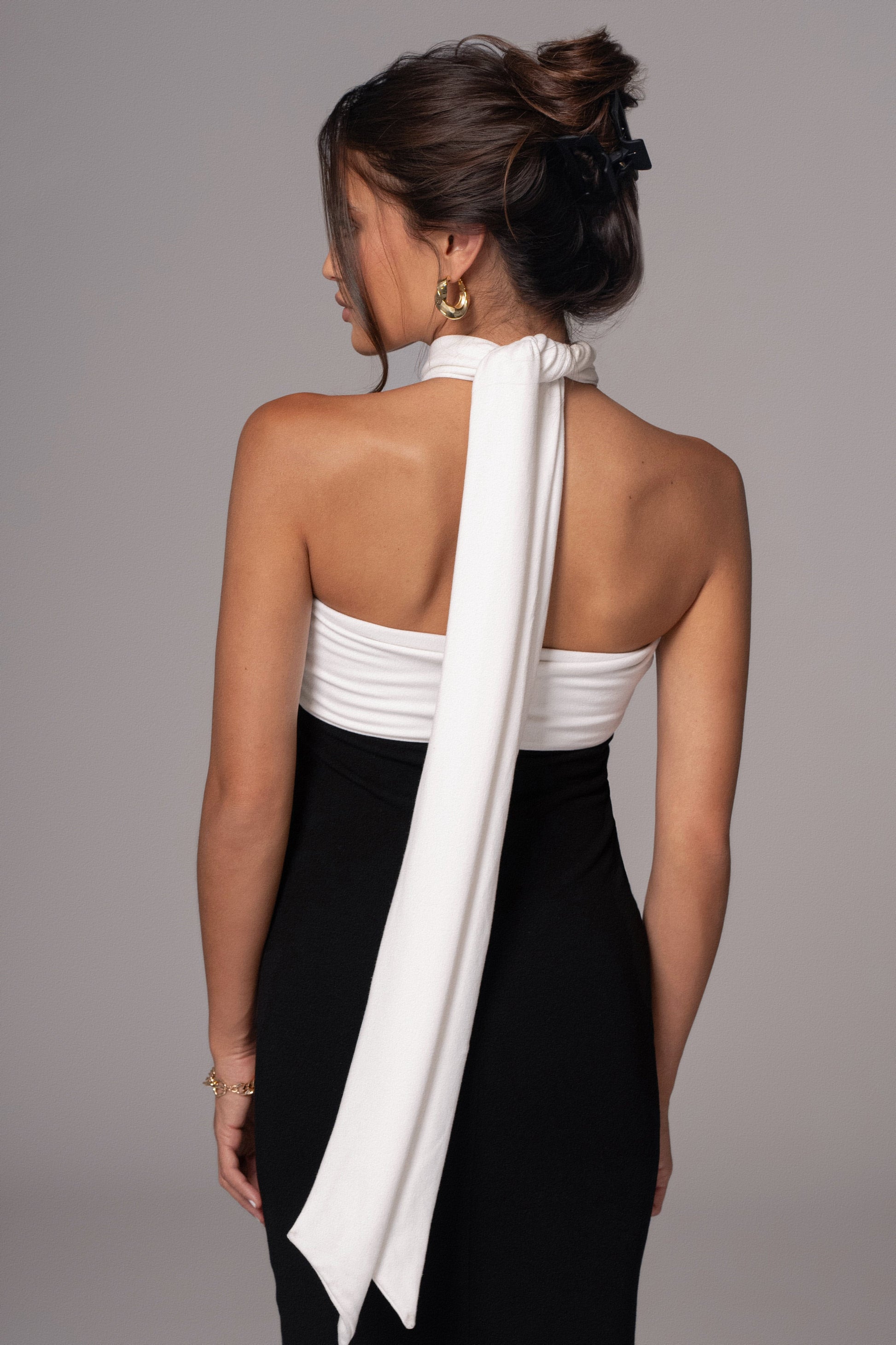 Black/Beige Dominic Reversible Maxi Dress JLUXLABEL