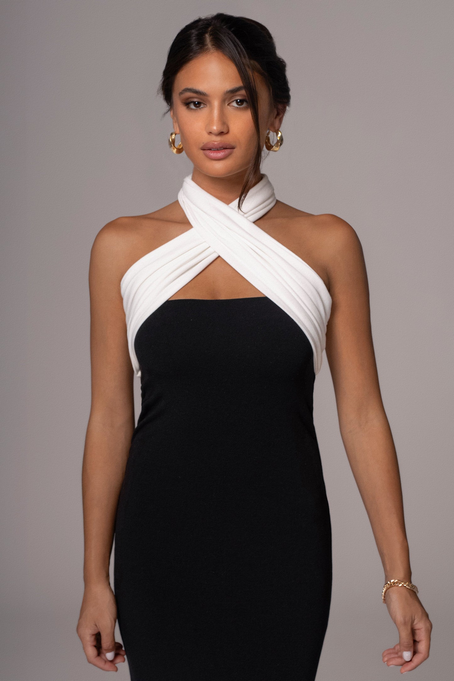Black/Beige Dominic Reversible Maxi Dress JLUXLABEL