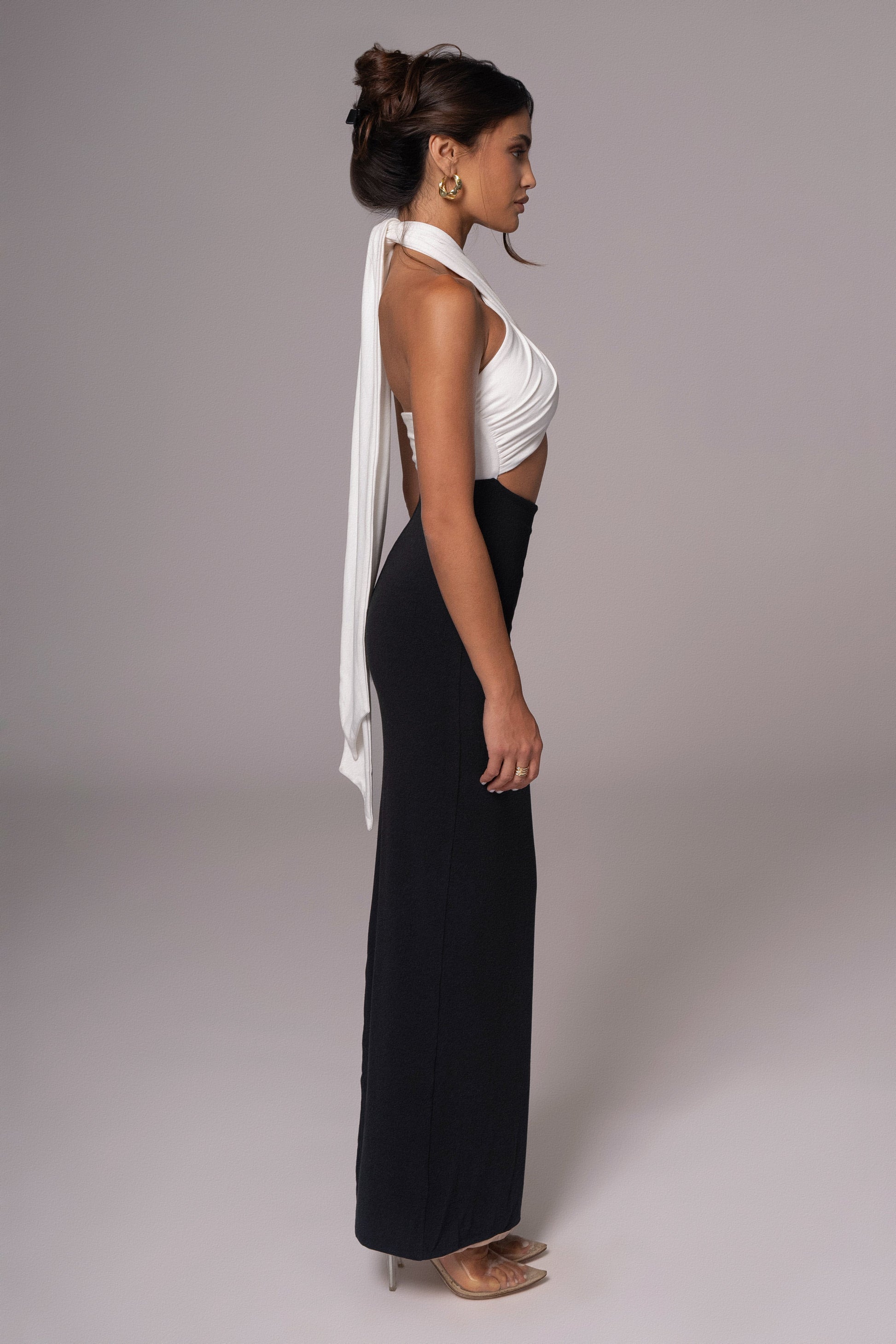Black/Beige Dominic Reversible Maxi Dress JLUXLABEL