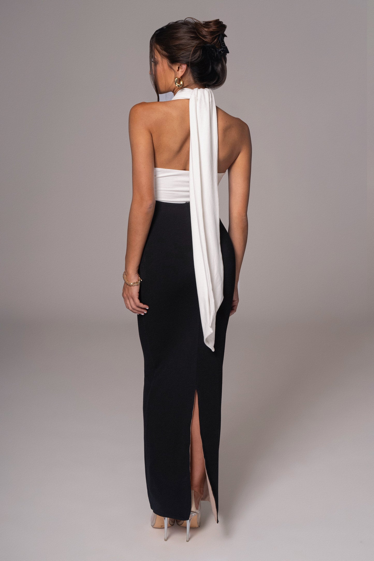 Black/Beige Dominic Reversible Maxi Dress JLUXLABEL