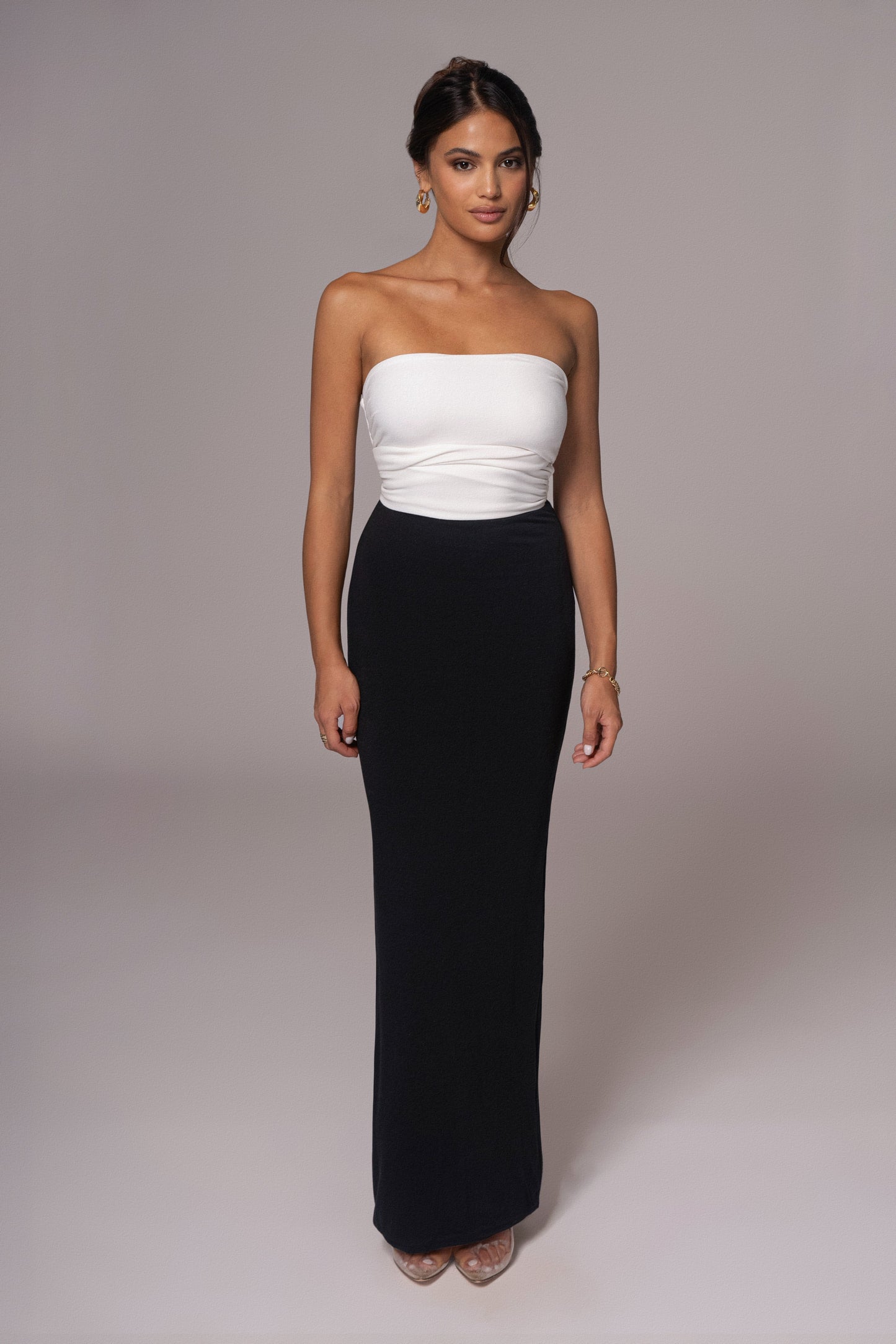 Black/Beige Dominic Reversible Maxi Dress JLUXLABEL