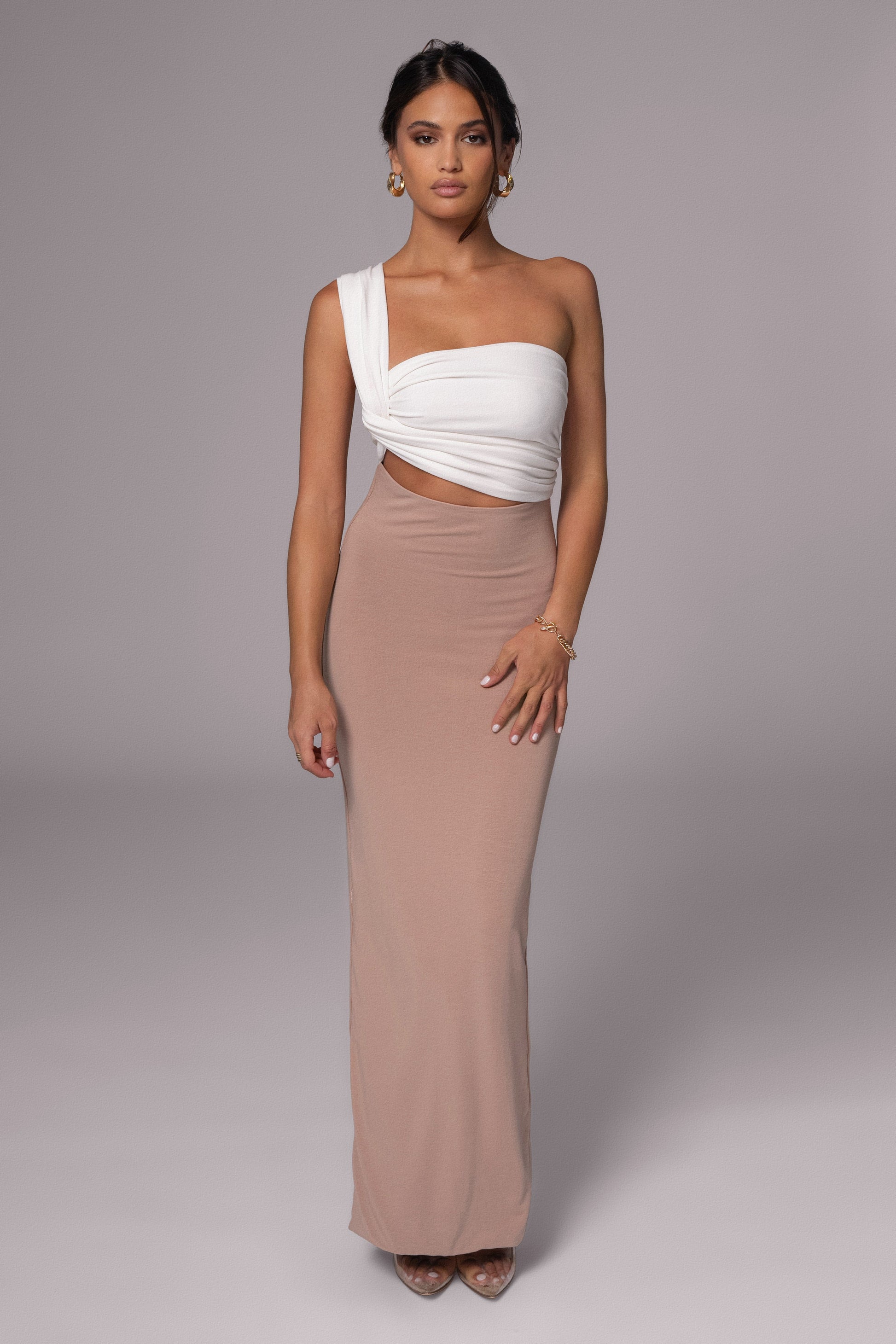 Black/Beige Dominic Reversible Maxi Dress JLUXLABEL