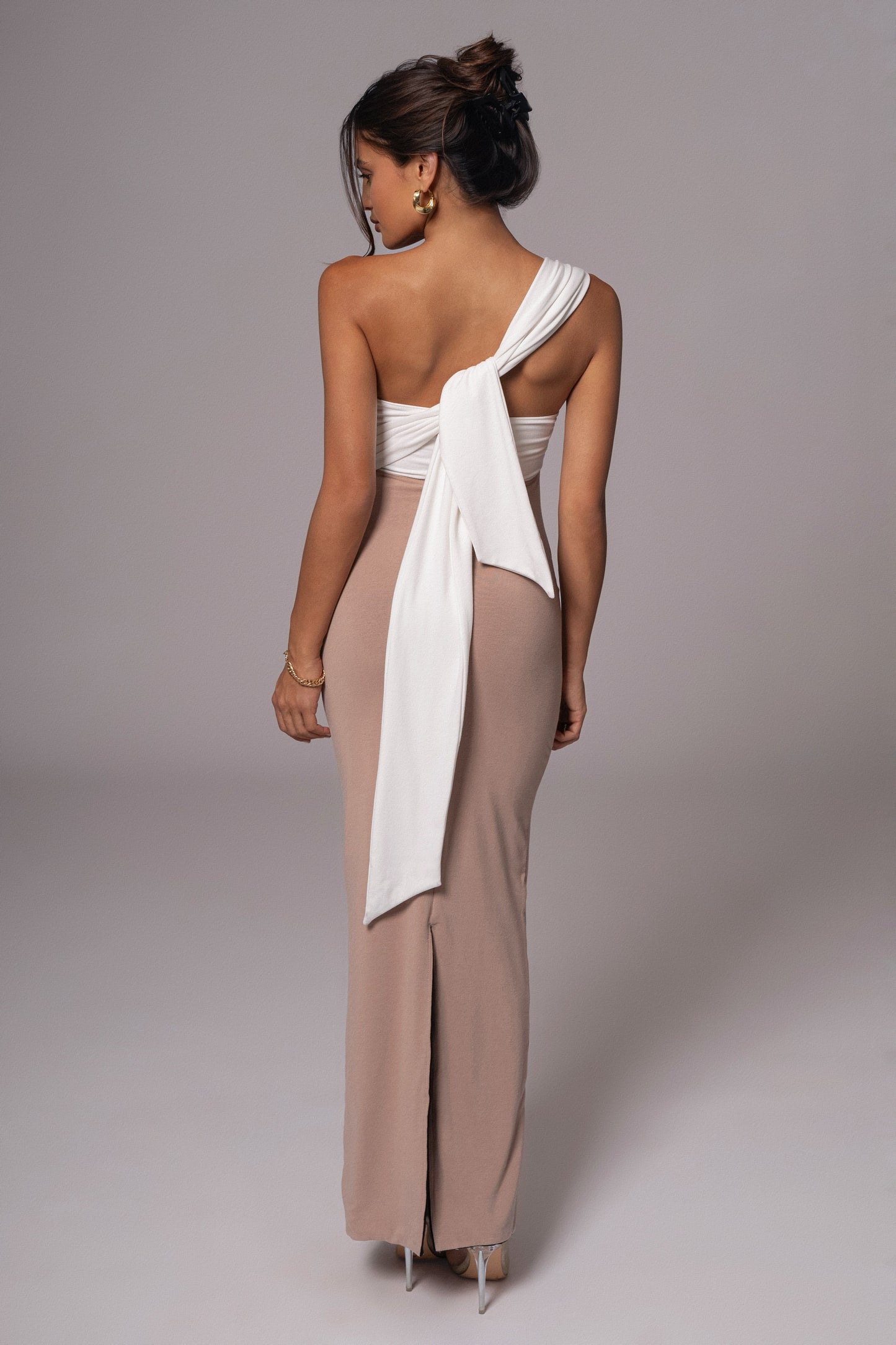 Black/Beige Dominic Reversible Maxi Dress JLUXLABEL