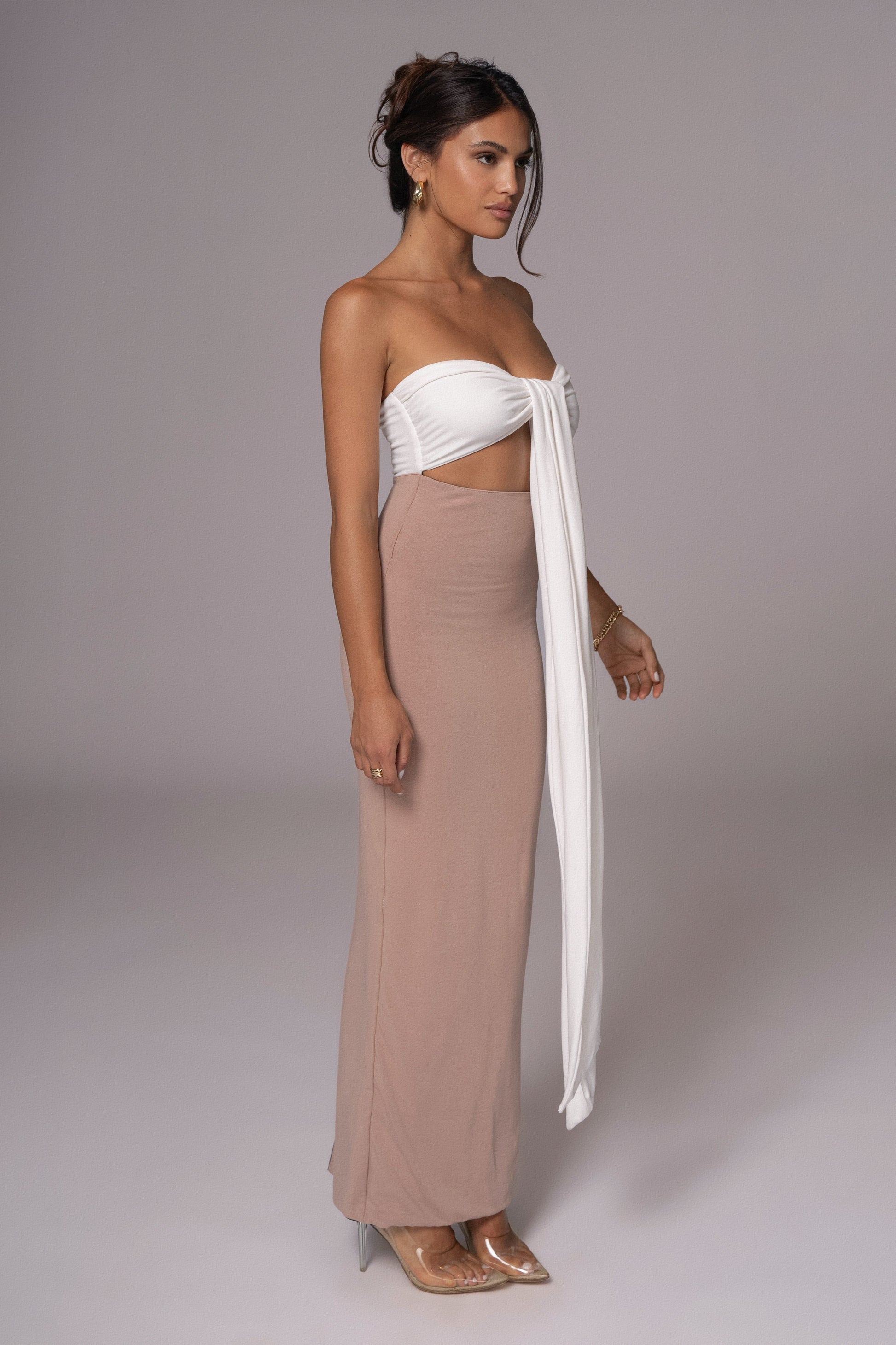 Black/Beige Dominic Reversible Maxi Dress JLUXLABEL