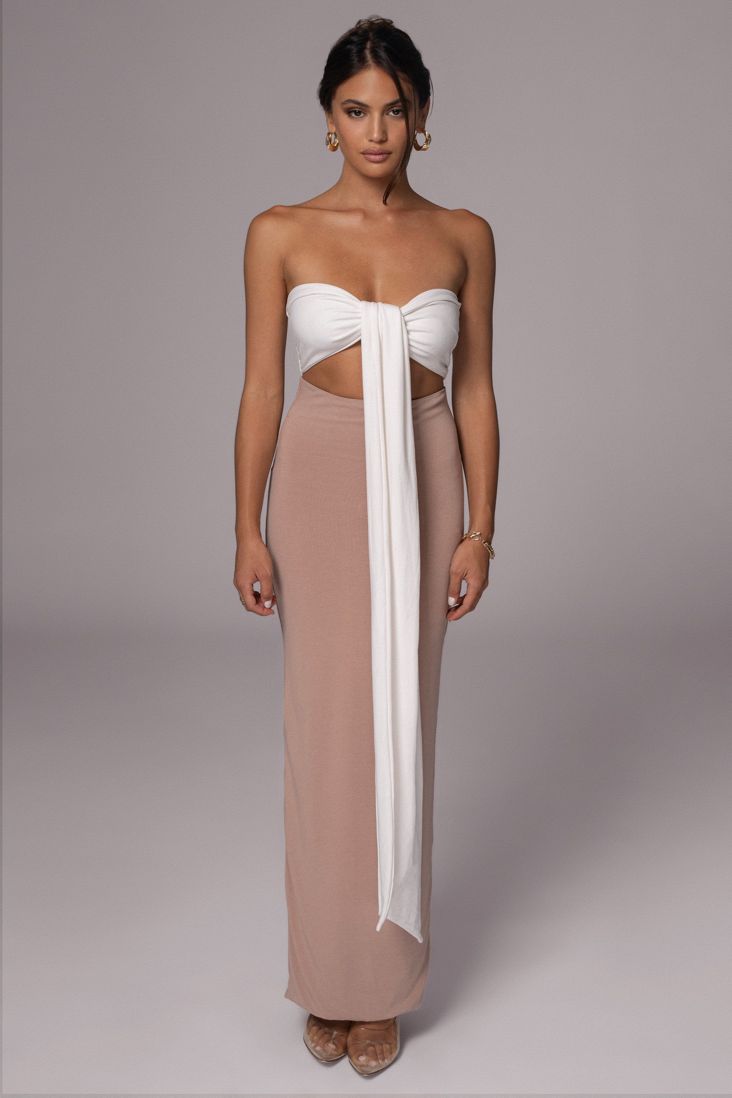 Black/Beige Dominic Reversible Maxi Dress JLUXLABEL