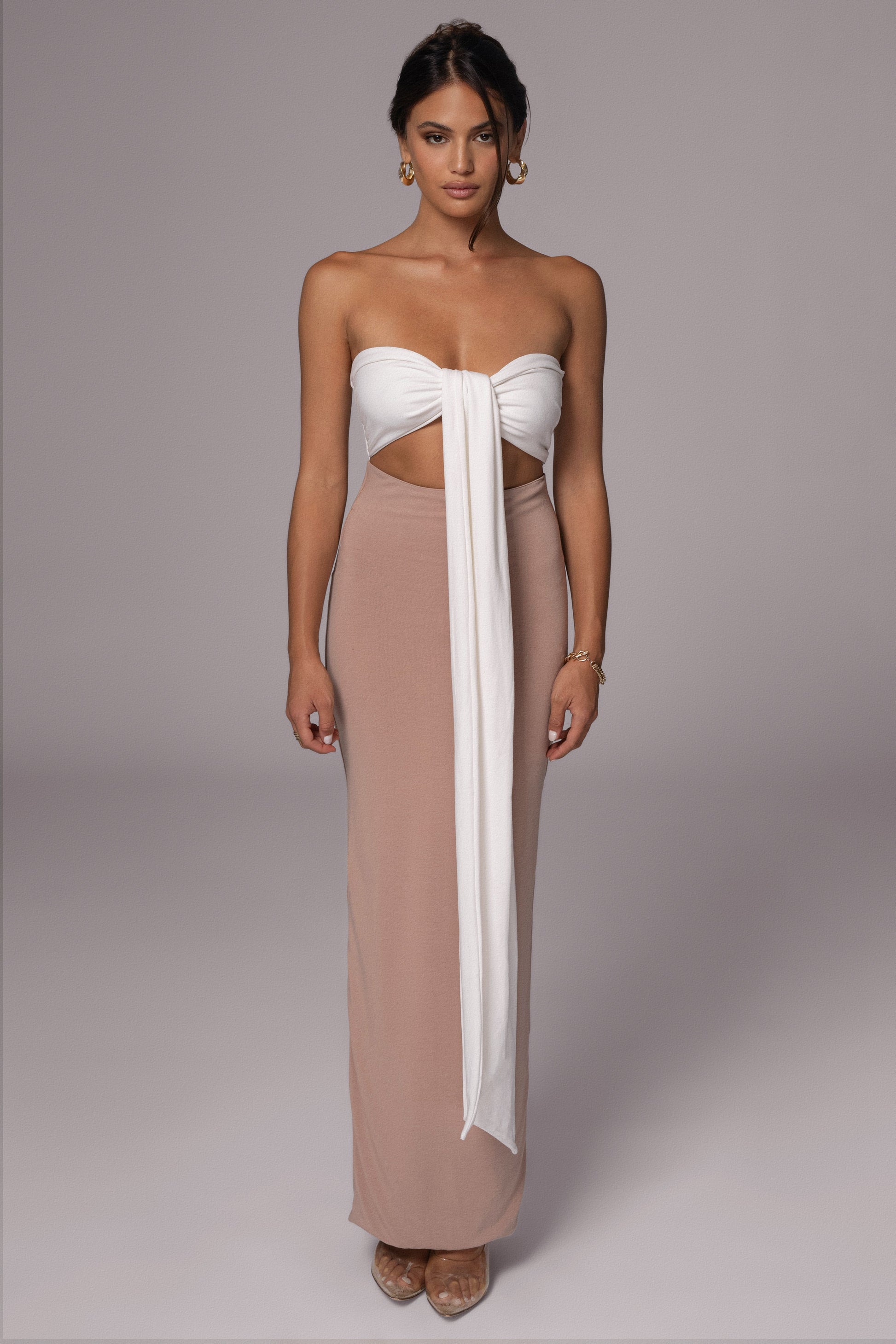 Black/Beige Dominic Reversible Maxi Dress JLUXLABEL