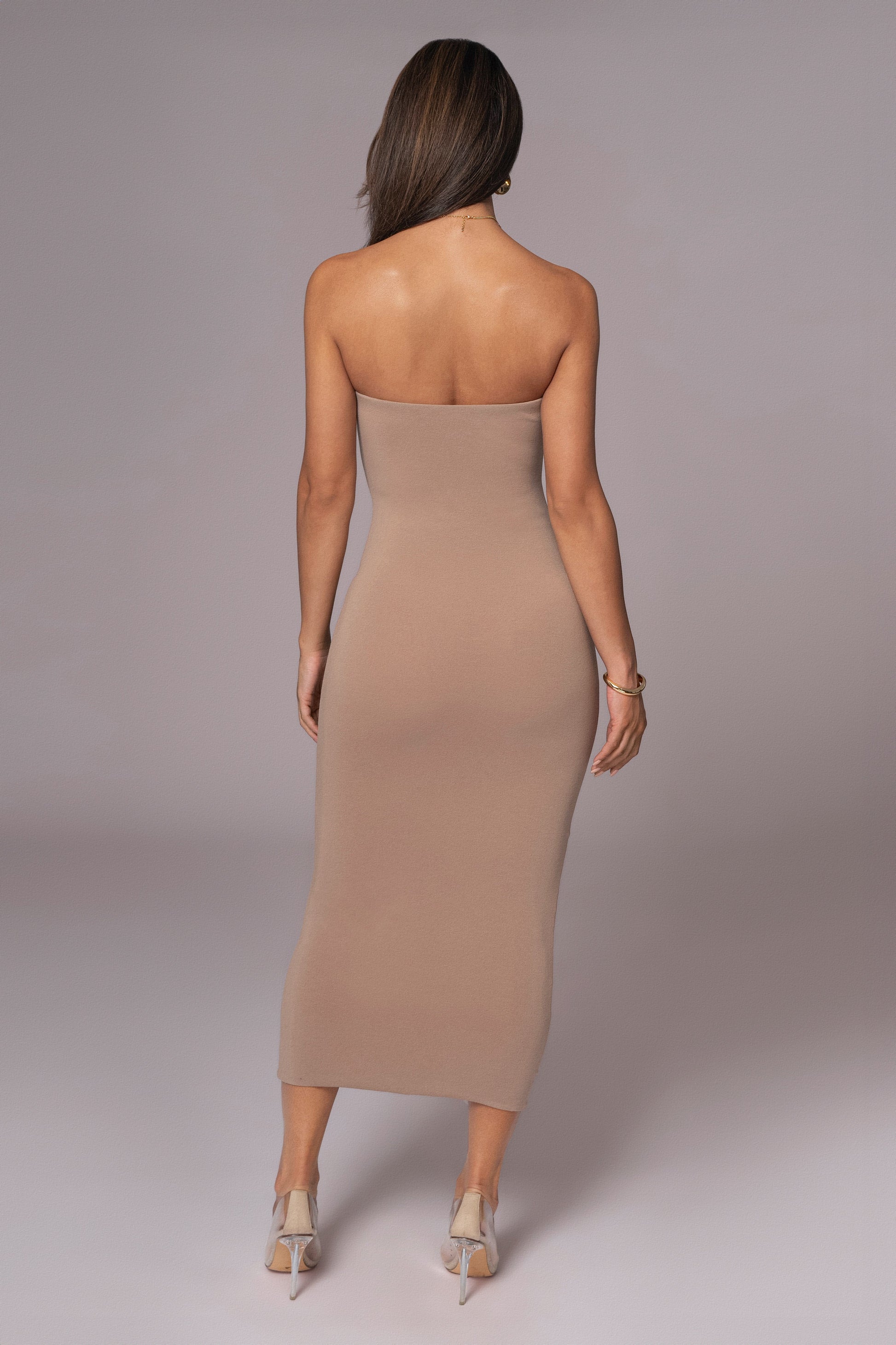 Beige/Ivory Shelley Reversible Maxi Dress JLUXLABEL