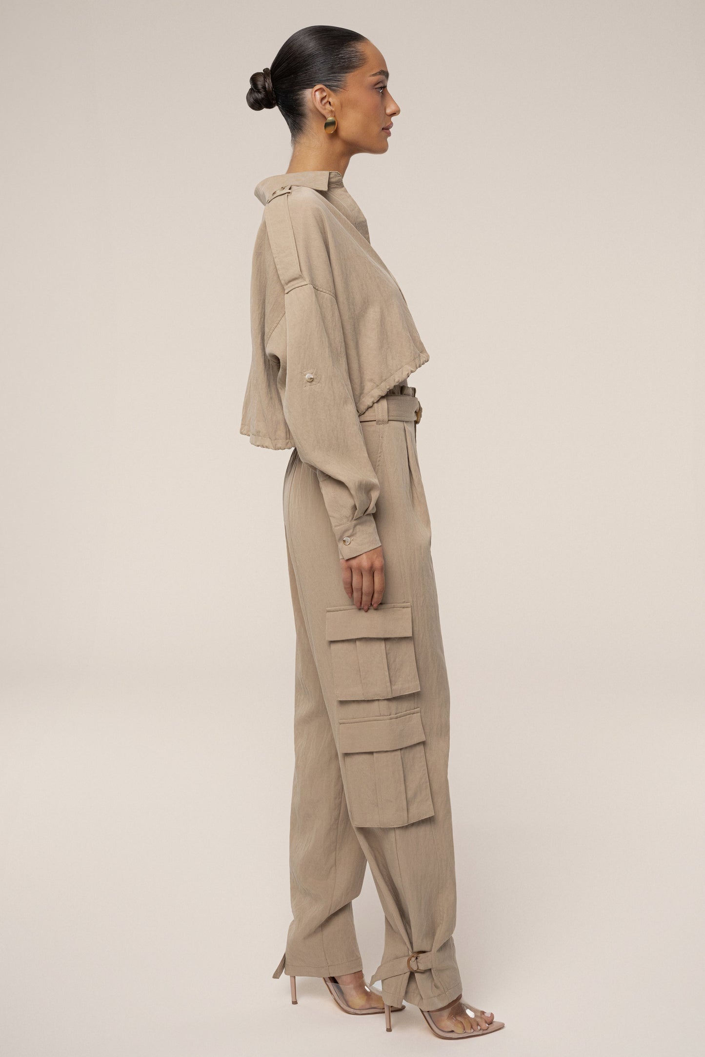 Tan Oasis Collared Crop Top JLUXLABEL
