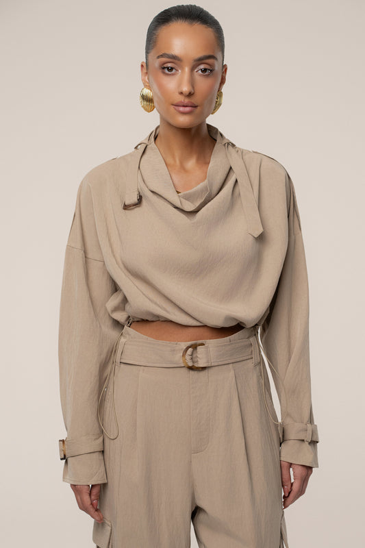 Beige Wanderlust Crop Top JLUXLABEL