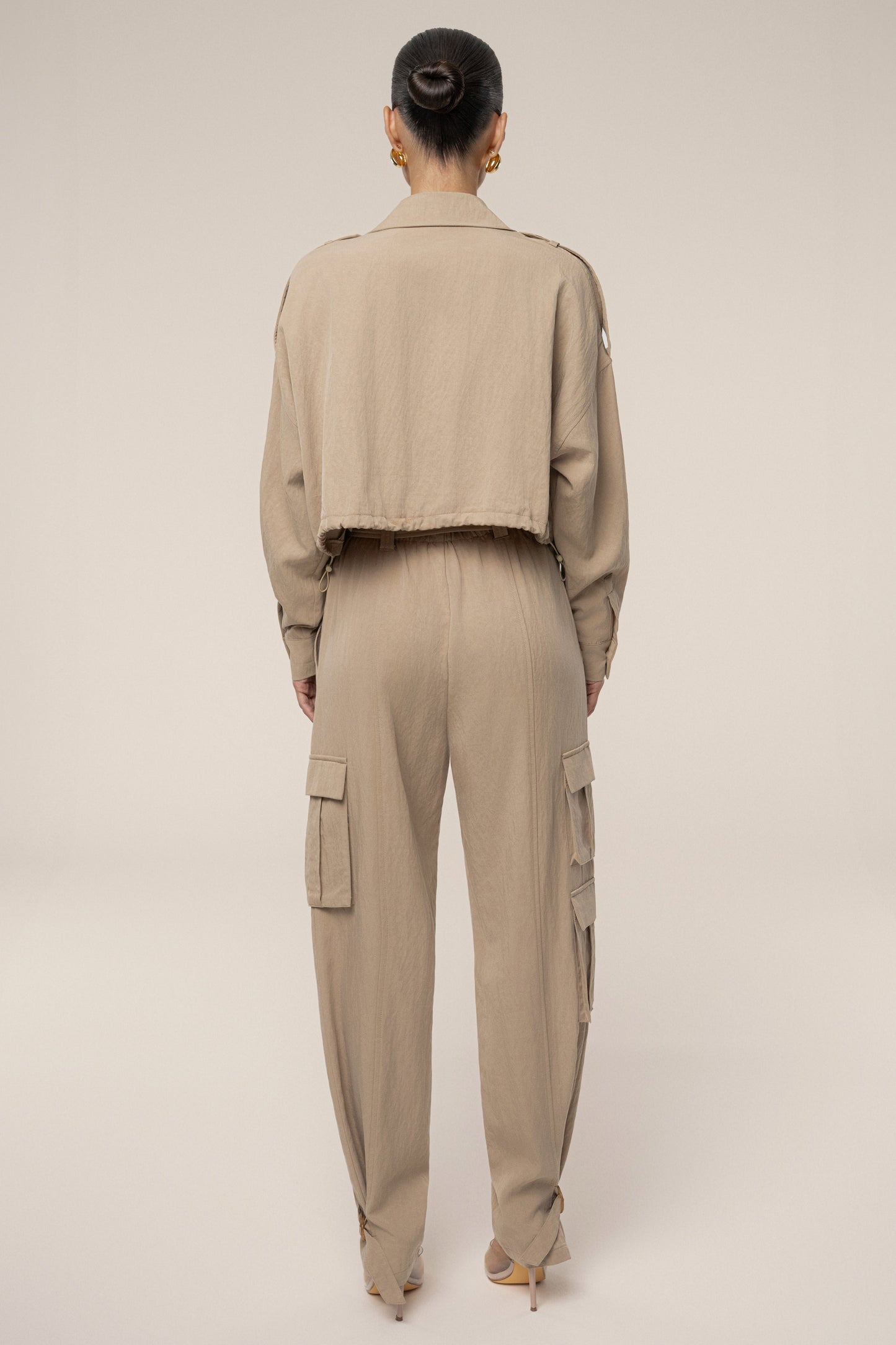 Tan Oasis Collared Crop Top JLUXLABEL