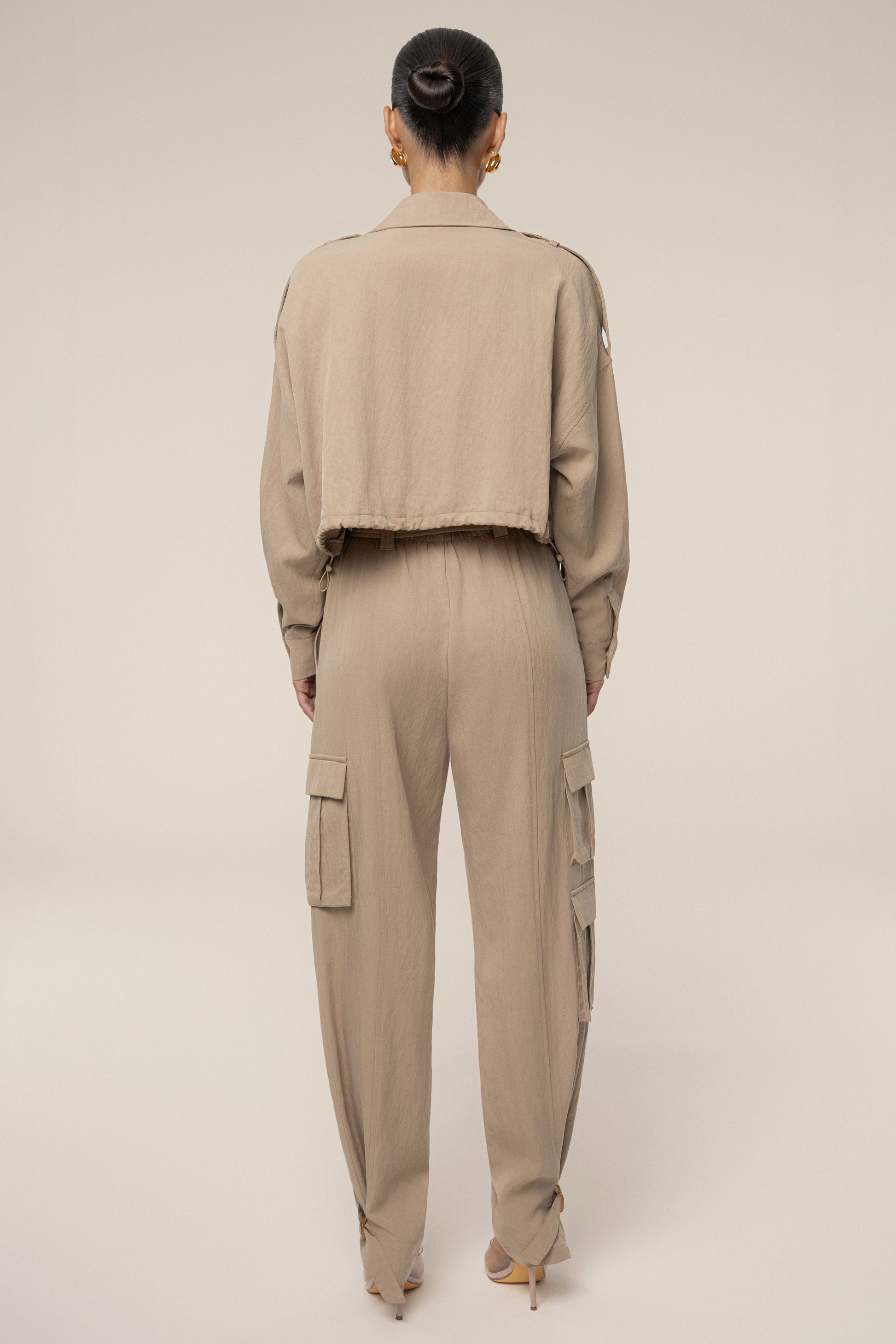 Tan Oasis Collared Crop Top JLUXLABEL