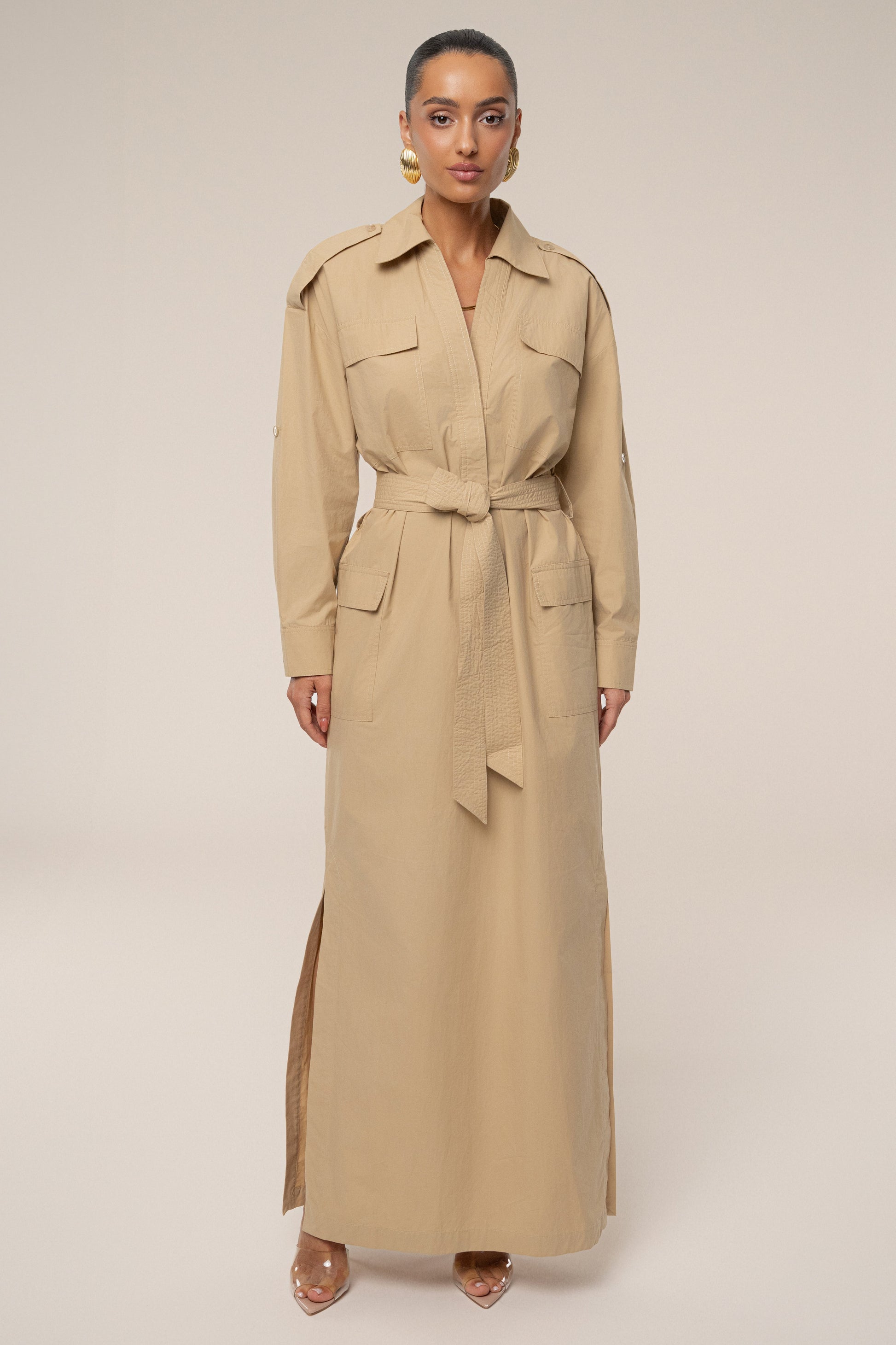 Khaki Harbor Shore Belted Maxi Dress JLUXLABEL