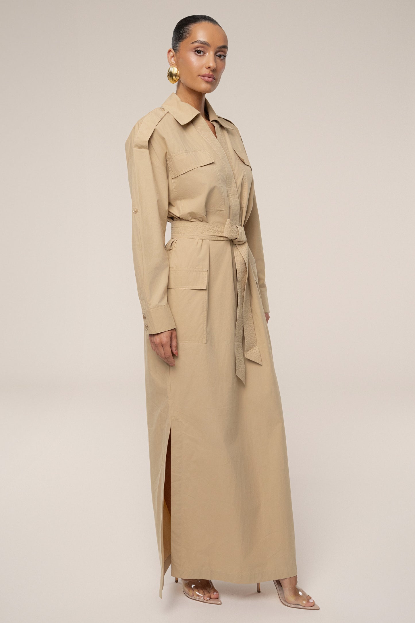 Khaki Harbor Shore Belted Maxi Dress JLUXLABEL